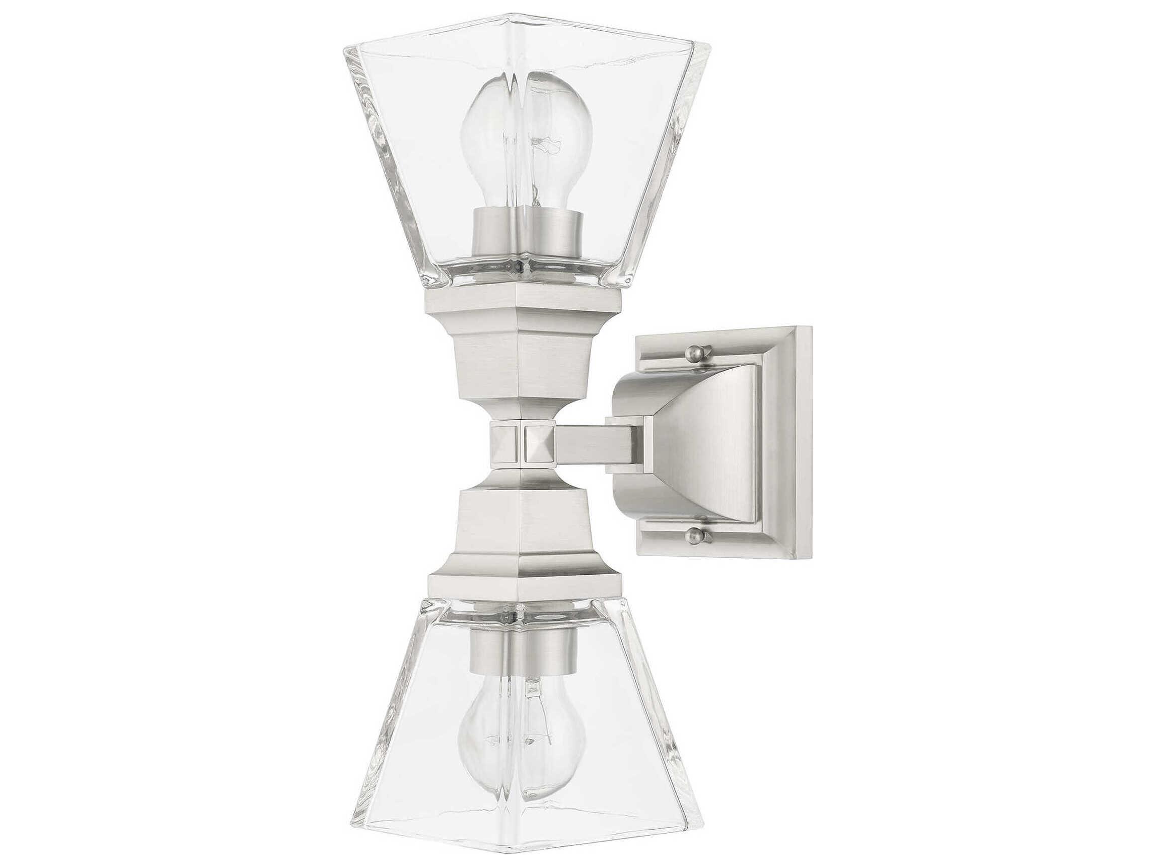 Livex Lighting Mission 2-Light Brushed Nickel Glass Wall Sconce