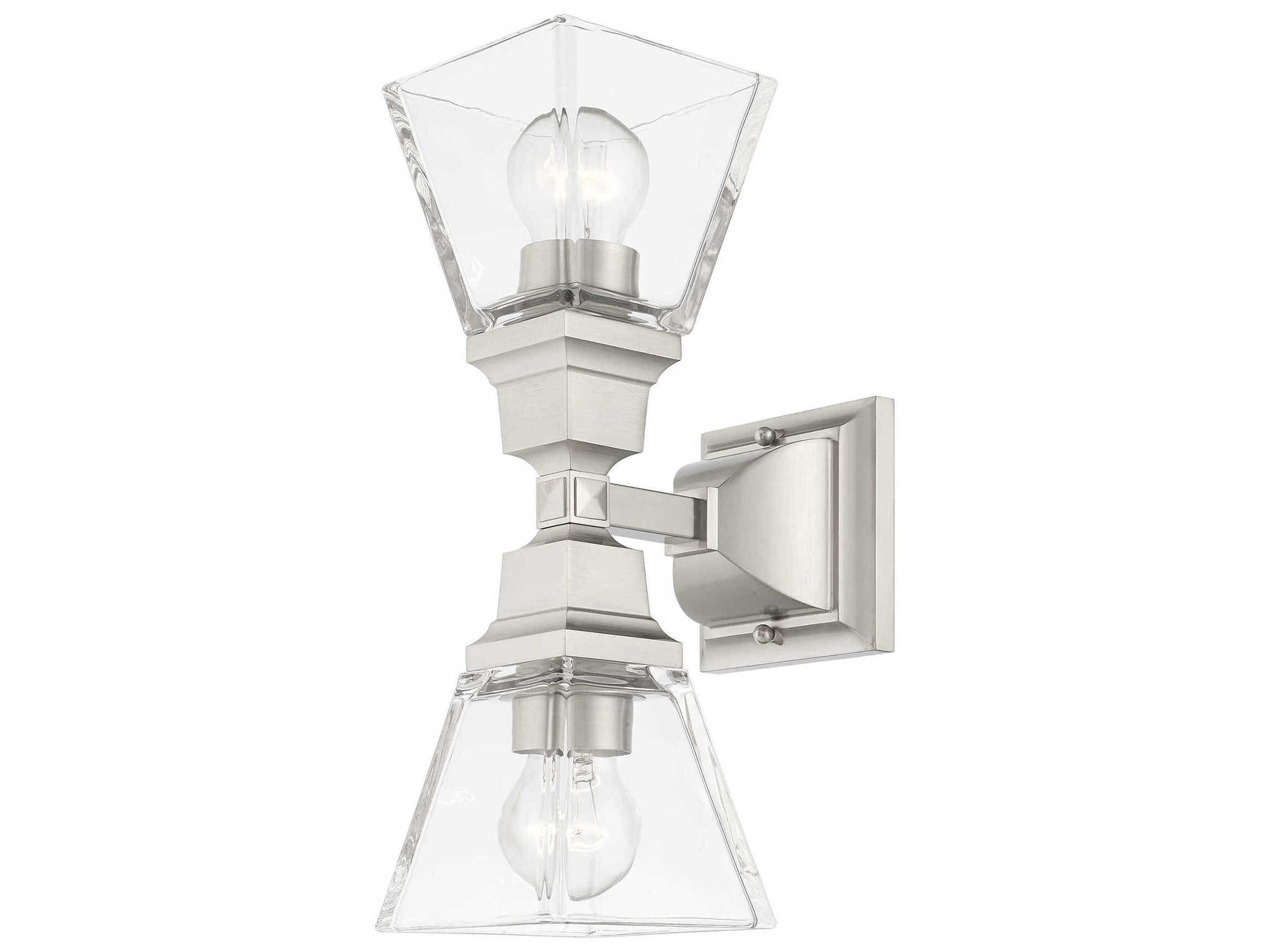 Livex Lighting Mission 2-Light Brushed Nickel Glass Wall Sconce