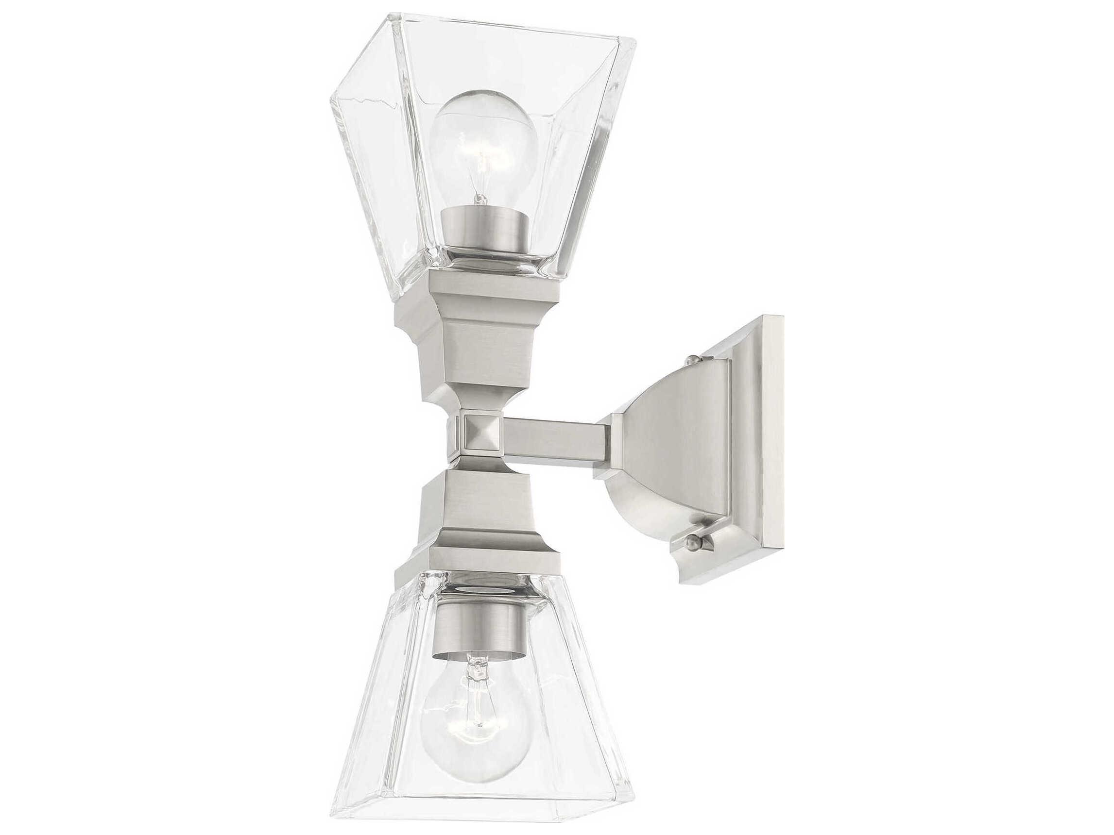 Livex Lighting Mission 2-Light Brushed Nickel Glass Wall Sconce