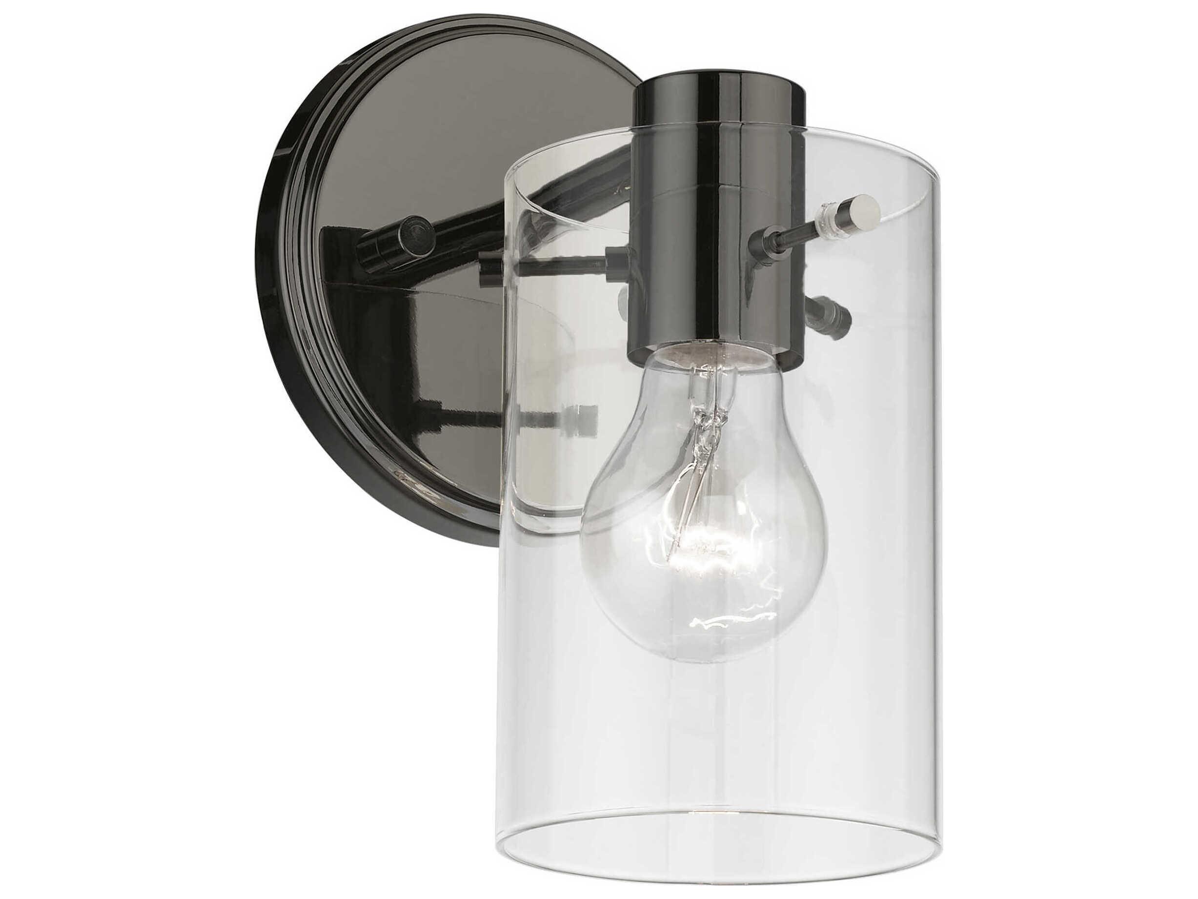 Livex Lighting Munich 1-Light Black Chrome Glass Wall Sconce