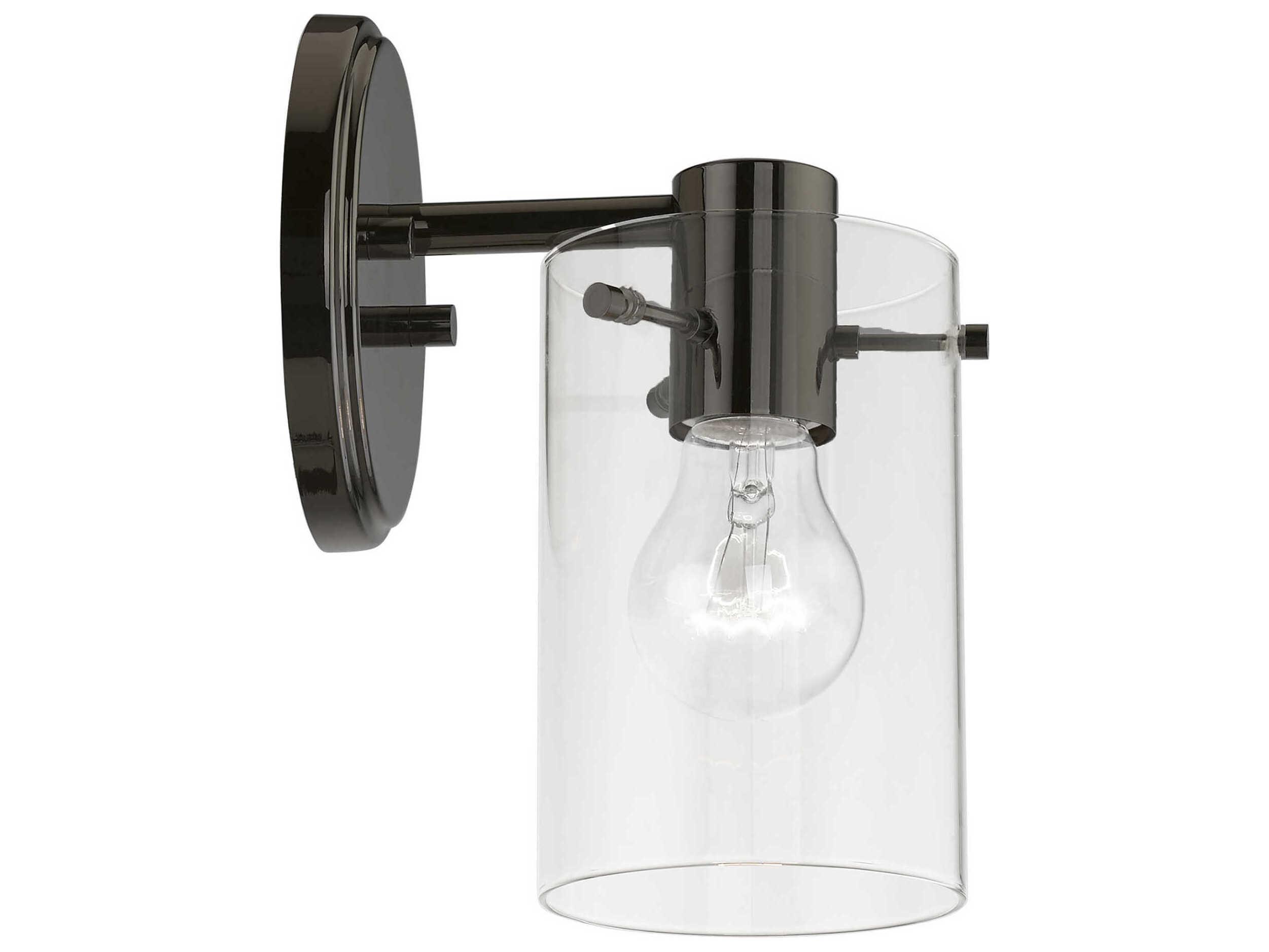 Livex Lighting Munich 1-Light Black Chrome Glass Wall Sconce