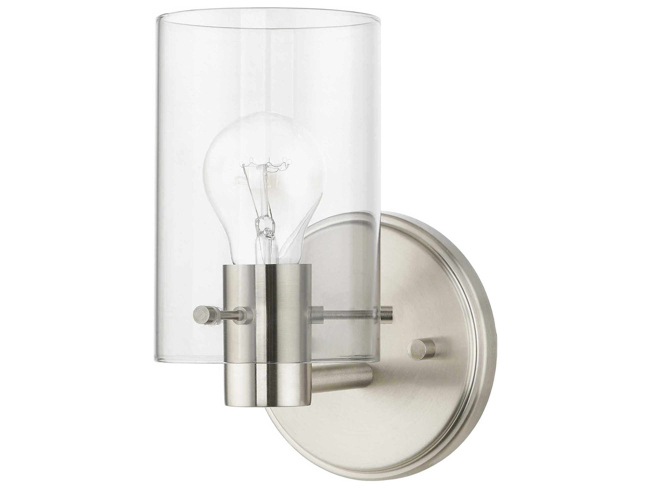 Livex Lighting Munich 1-Light Brushed Nickel Glass Wall Sconce