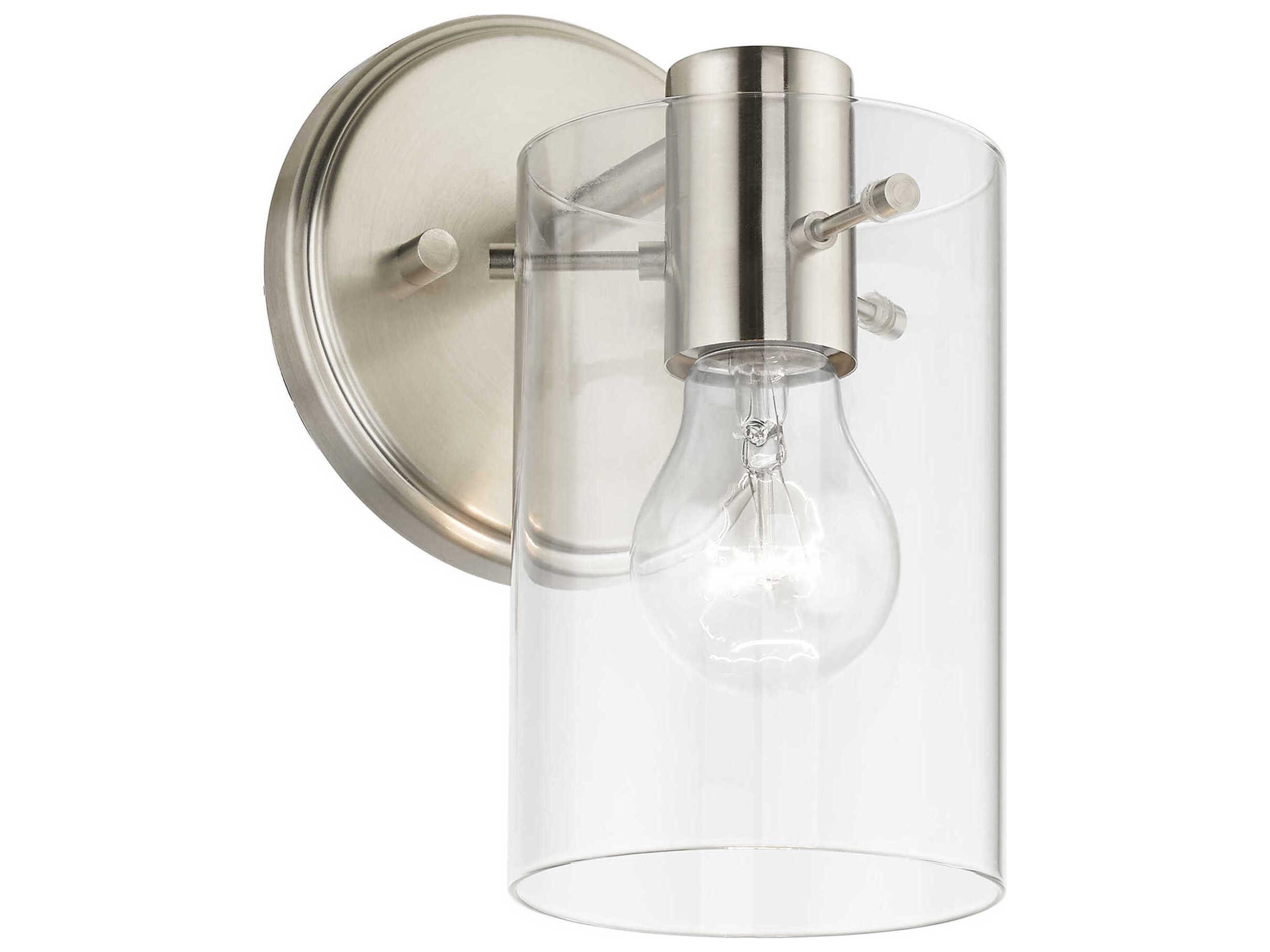 Livex Lighting Munich 1-Light Brushed Nickel Glass Wall Sconce