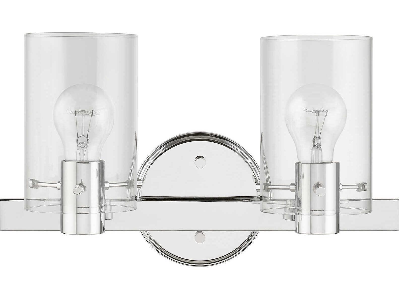 Livex Lighting Munich 2-Light Polished Chrome Nickel Glass Vanity Light