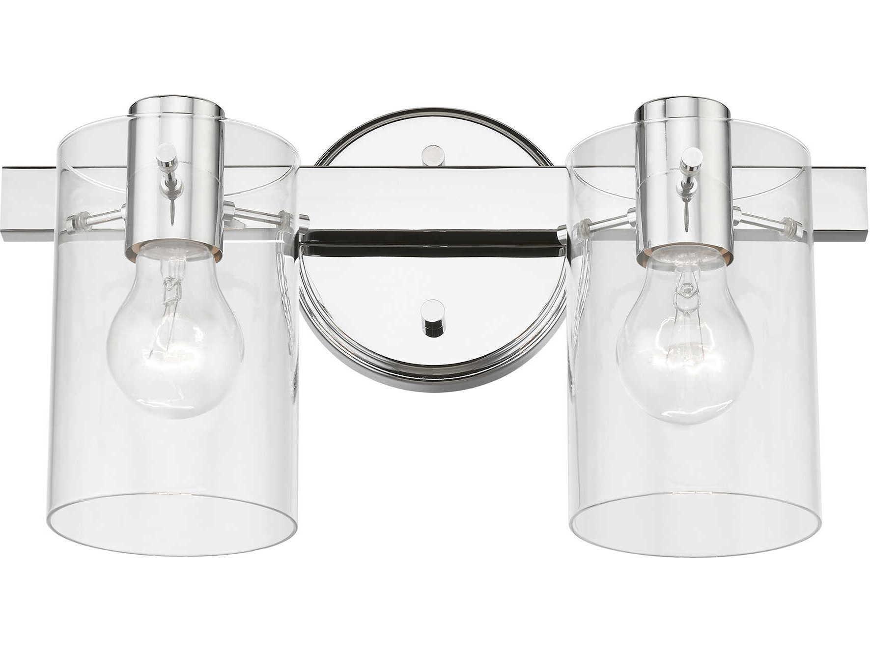 Livex Lighting Munich 2-Light Polished Chrome Nickel Glass Vanity Light