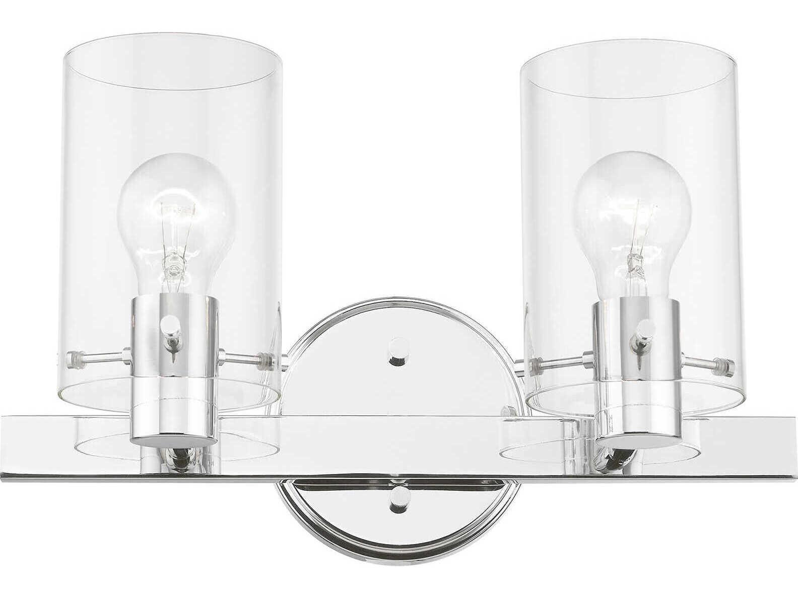 Livex Lighting Munich 2-Light Polished Chrome Nickel Glass Vanity Light