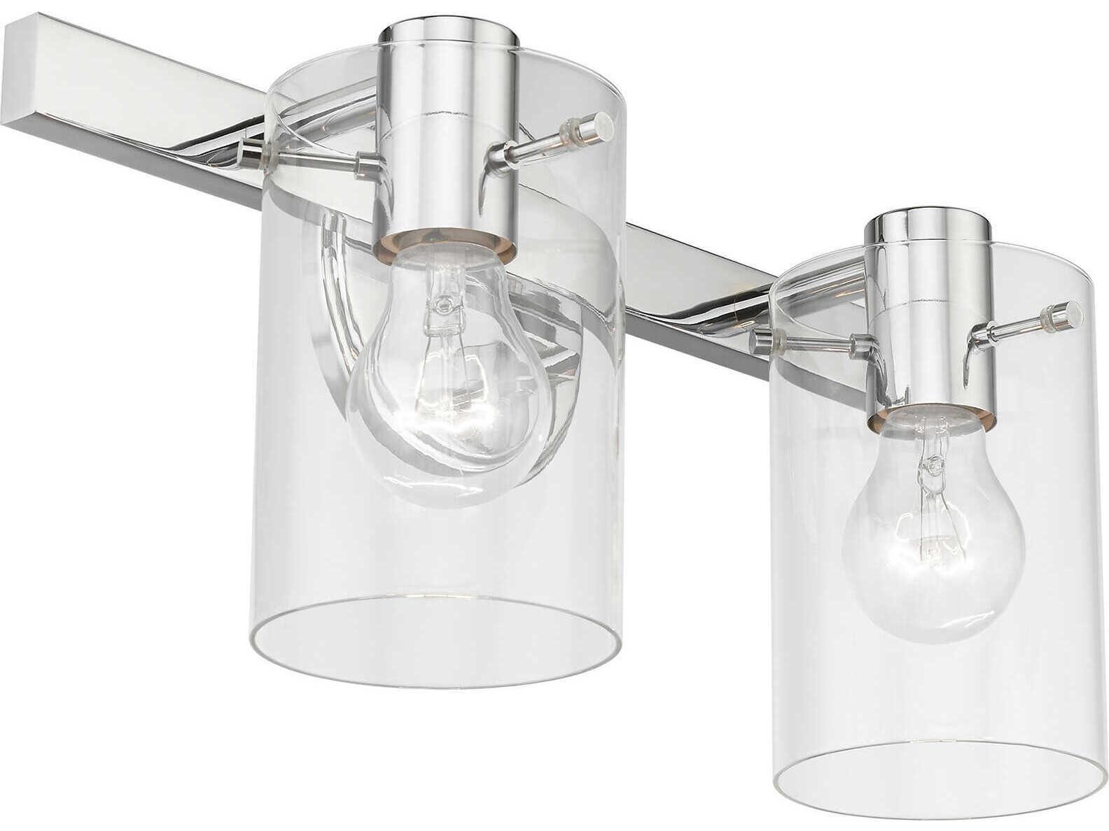 Livex Lighting Munich 2-Light Polished Chrome Nickel Glass Vanity Light