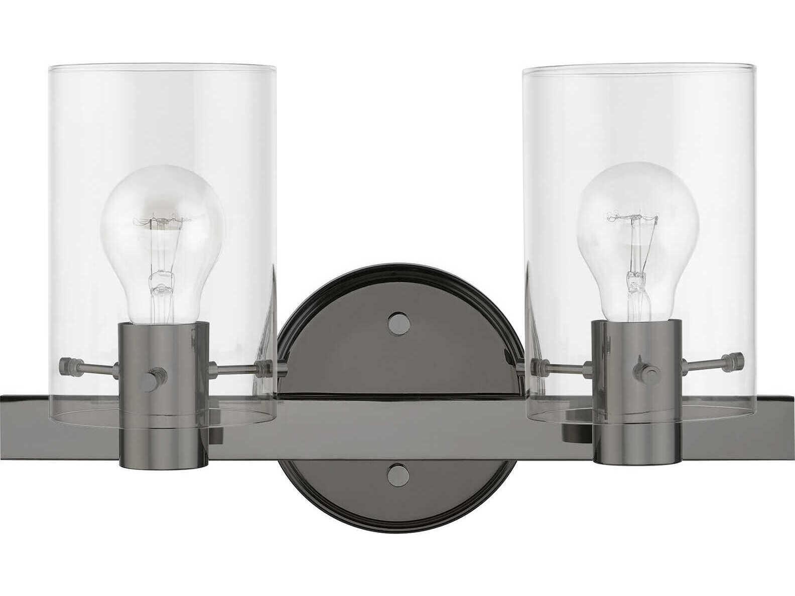 Livex Lighting Munich 2-Light Black Chrome Glass Vanity Light