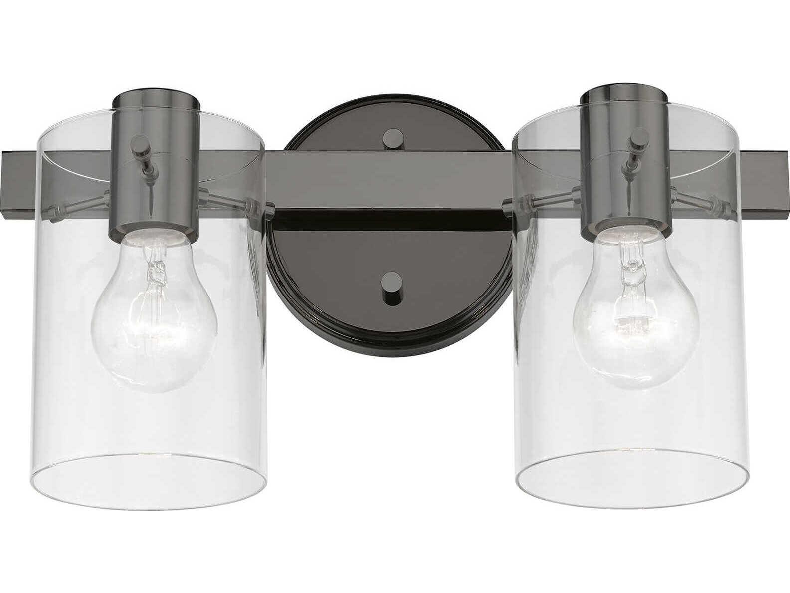Livex Lighting Munich 2-Light Black Chrome Glass Vanity Light