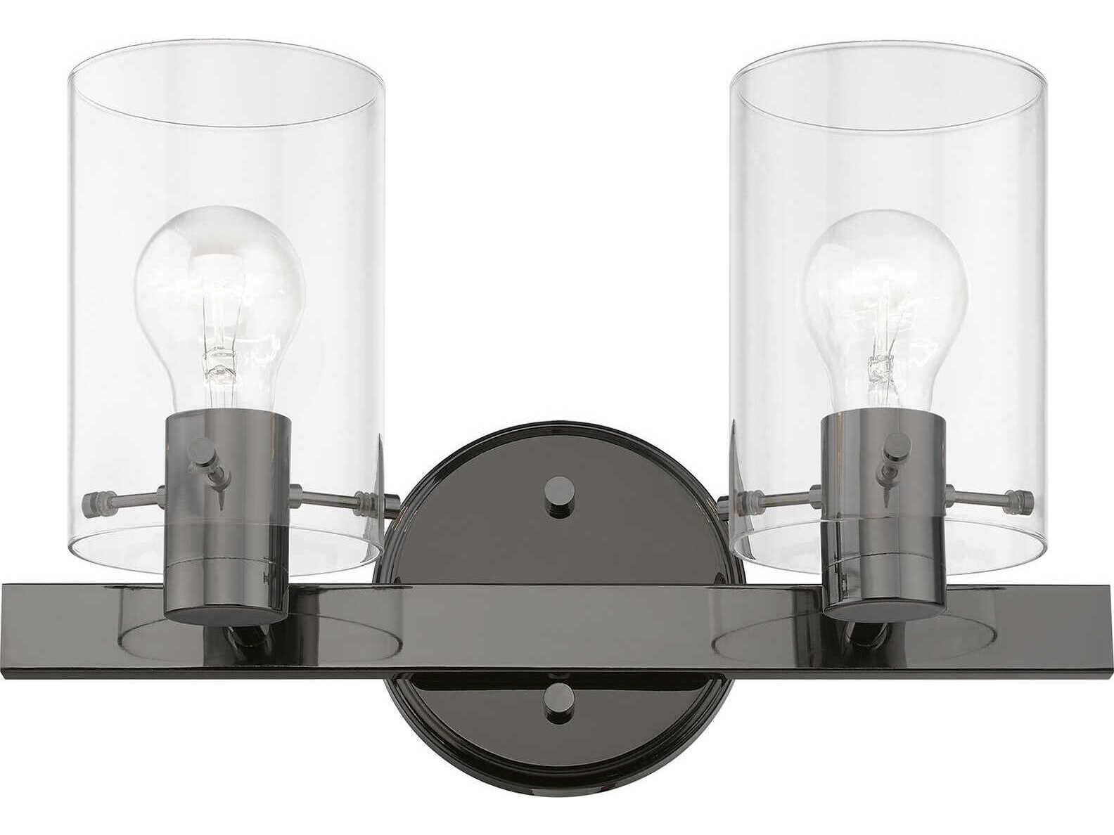 Livex Lighting Munich 2-Light Black Chrome Glass Vanity Light
