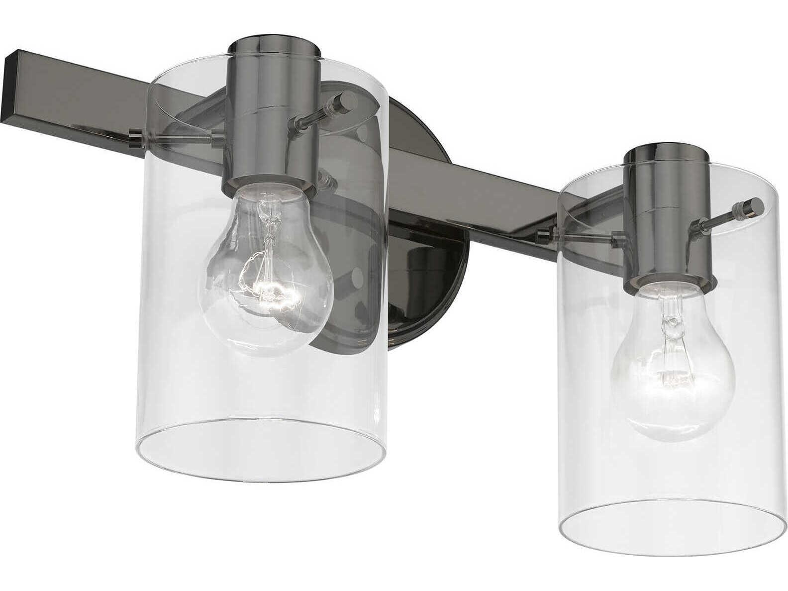 Livex Lighting Munich 2-Light Black Chrome Glass Vanity Light
