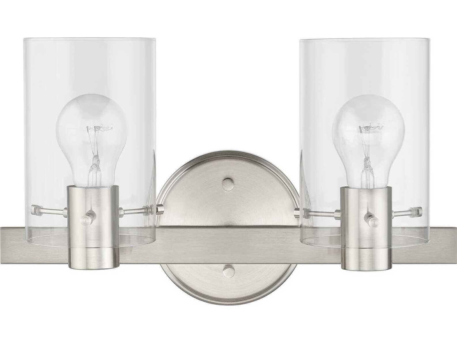 Livex Lighting Munich 2-Light Brushed Nickel Glass Vanity Light