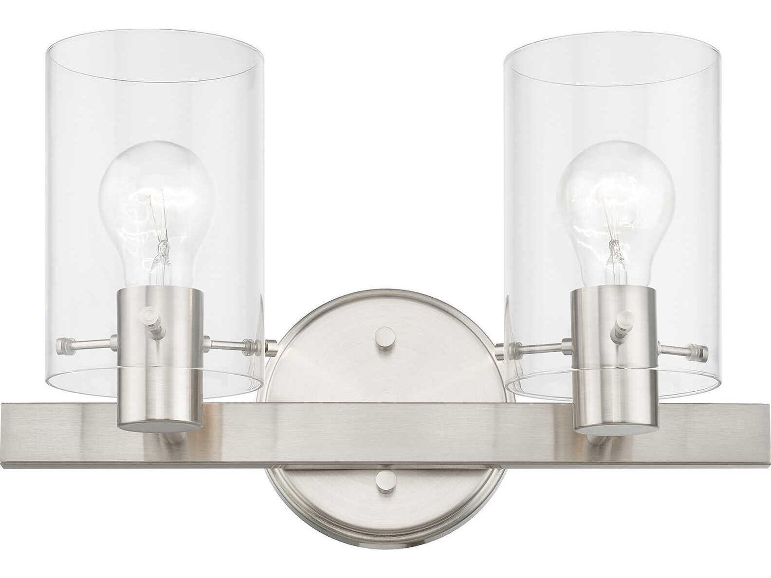 Livex Lighting Munich 2-Light Brushed Nickel Glass Vanity Light
