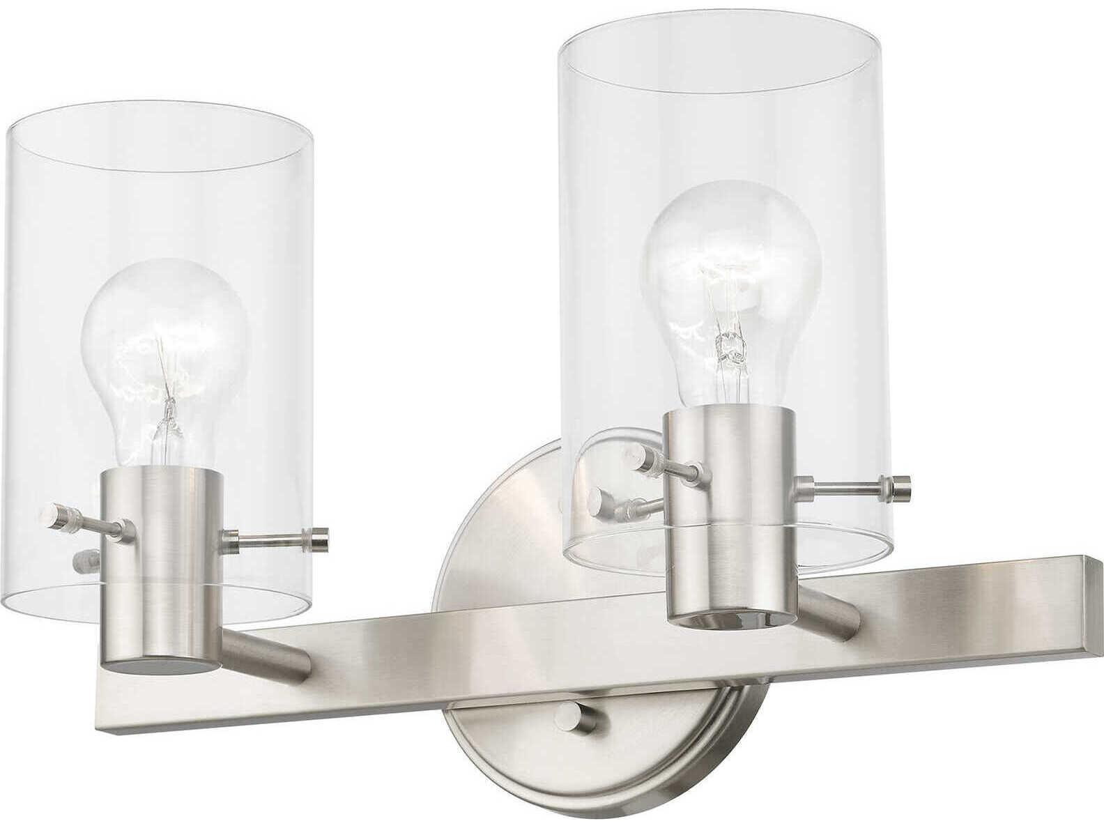 Livex Lighting Munich 2-Light Brushed Nickel Glass Vanity Light
