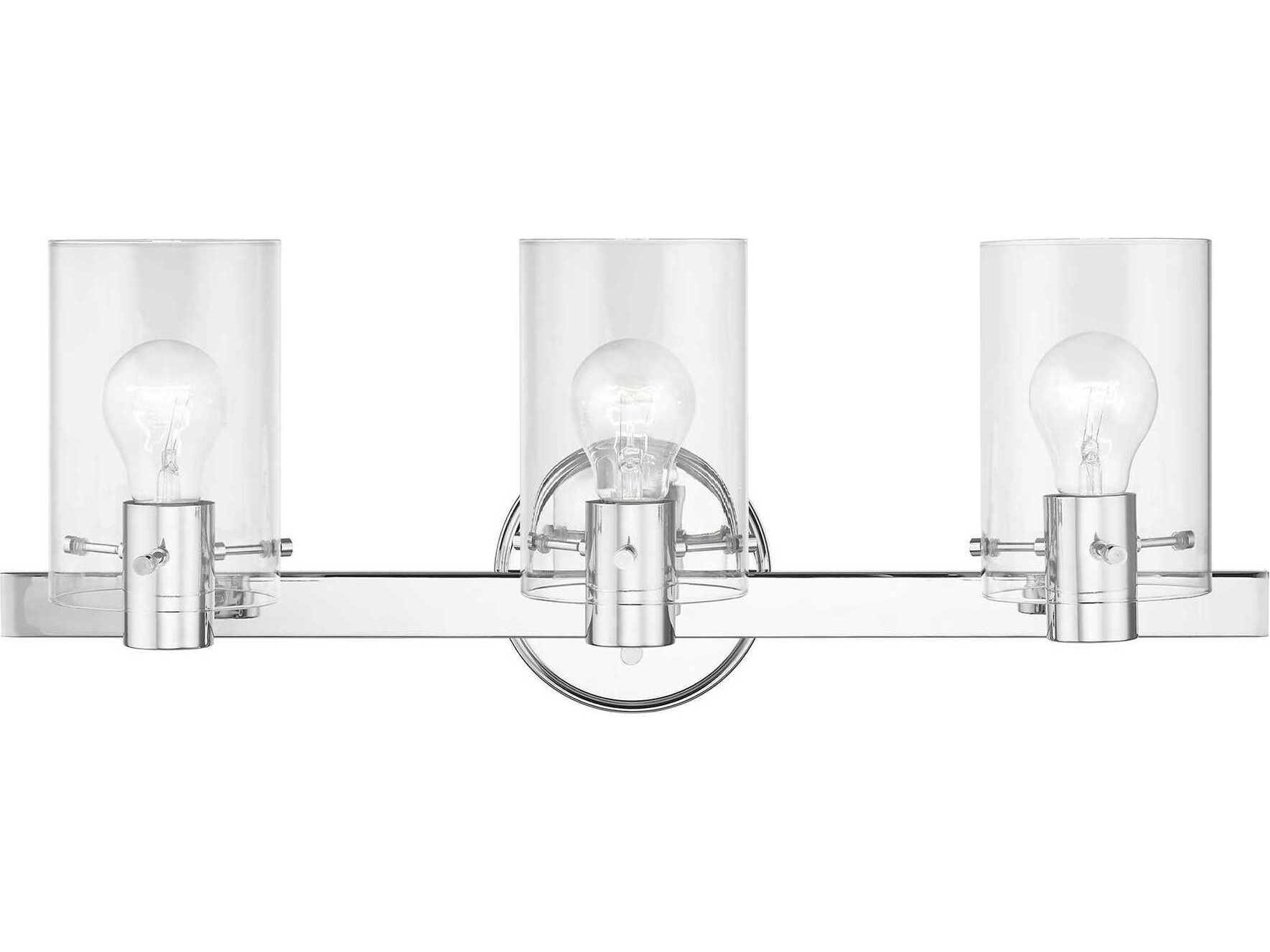 Livex Lighting Munich 3-Light Polished Chrome Glass Vanity Light