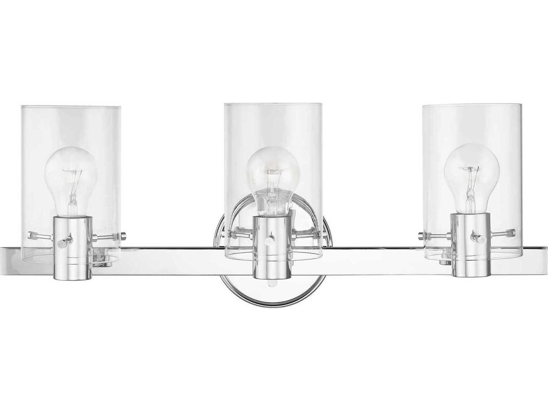 Livex Lighting Munich 3-Light Polished Chrome Glass Vanity Light