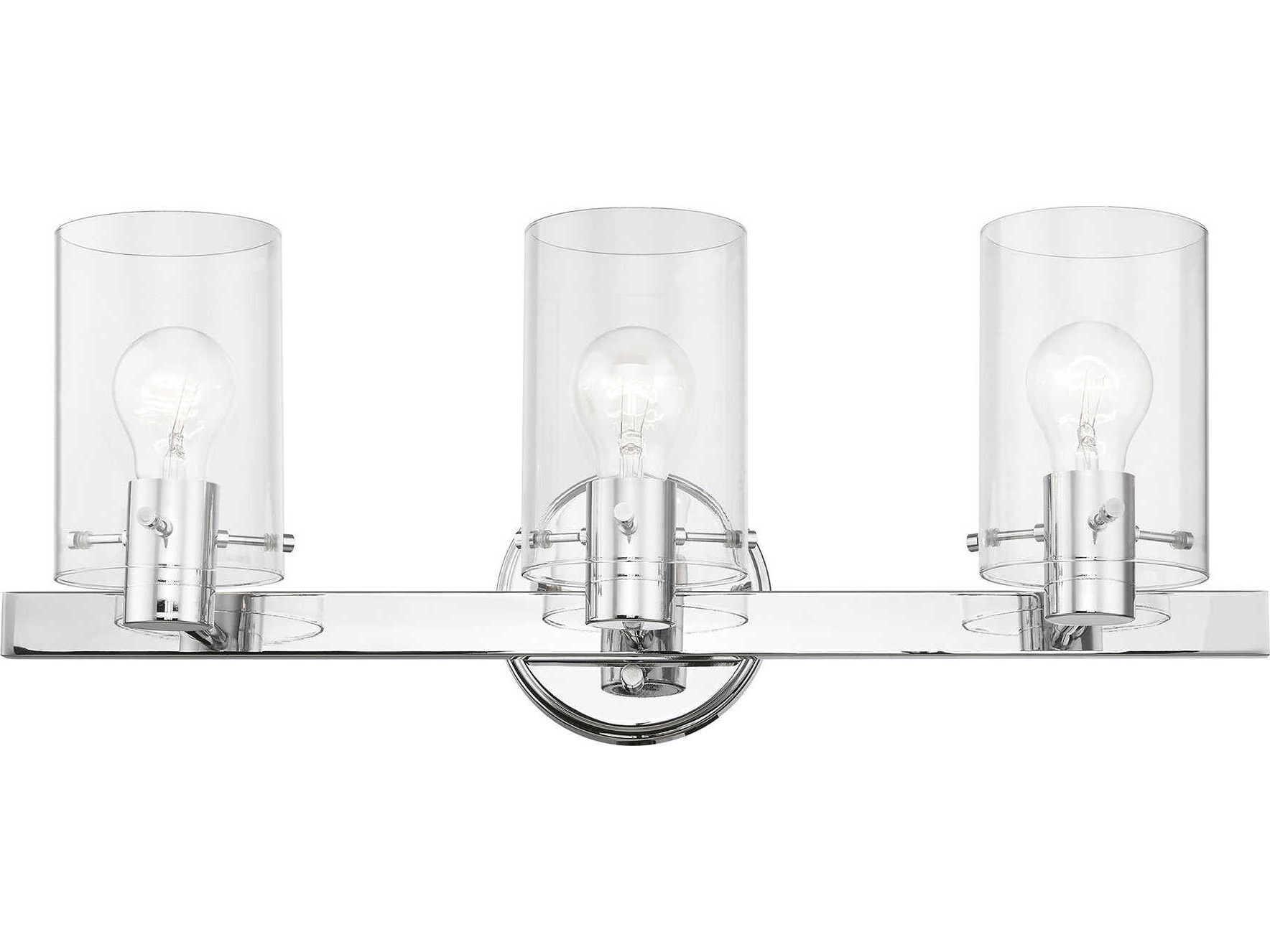 Livex Lighting Munich 3-Light Polished Chrome Glass Vanity Light