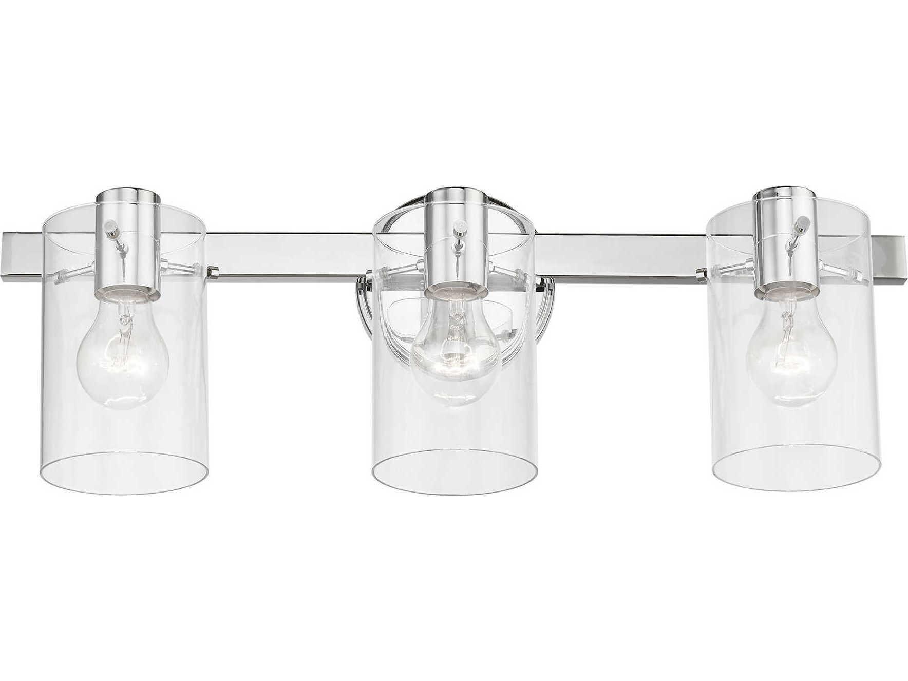 Livex Lighting Munich 3-Light Polished Chrome Glass Vanity Light