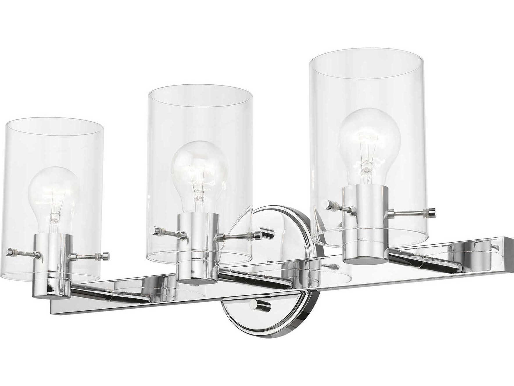 Livex Lighting Munich 3-Light Polished Chrome Glass Vanity Light