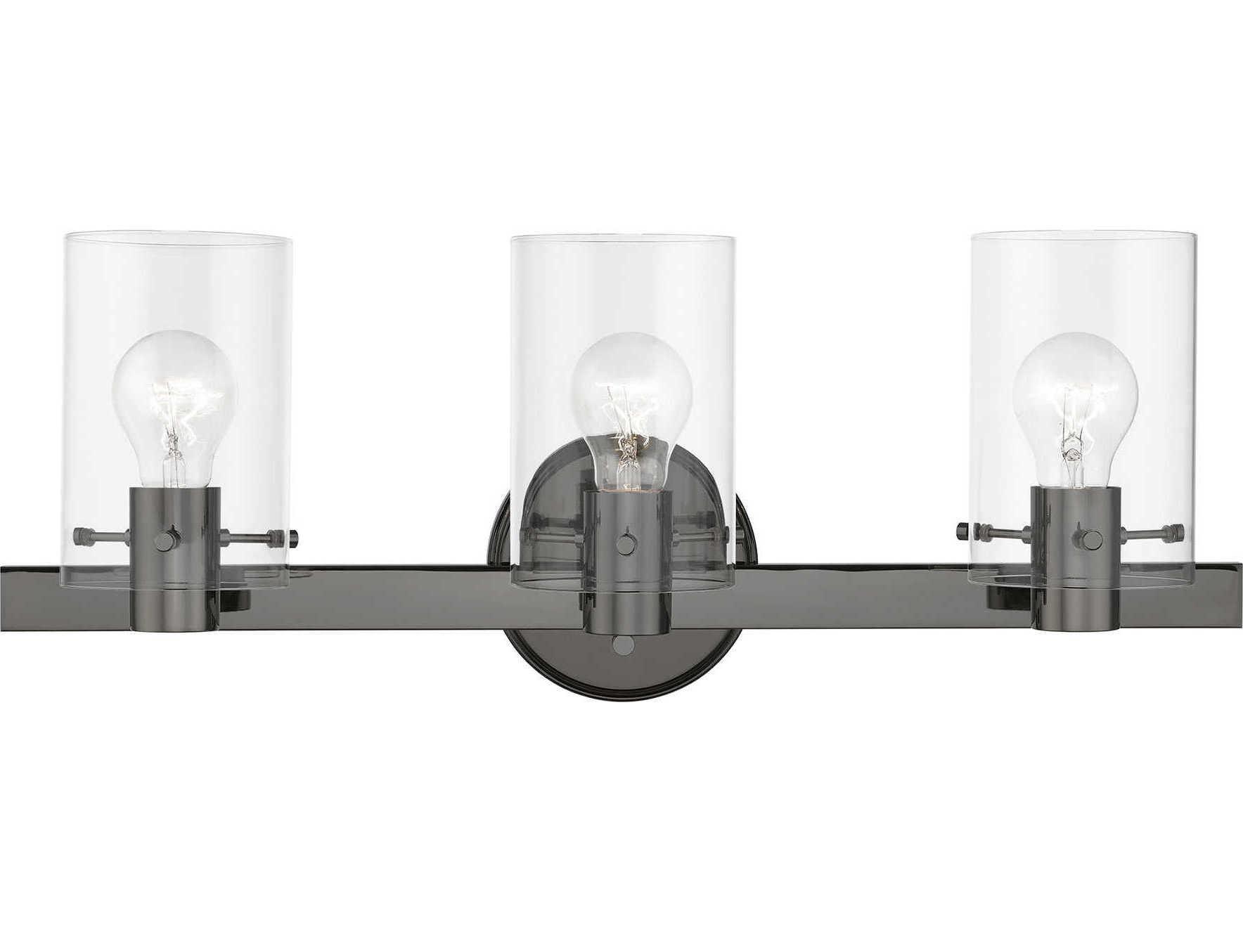 Livex Lighting Munich 3-Light Black Chrome Glass Vanity Light