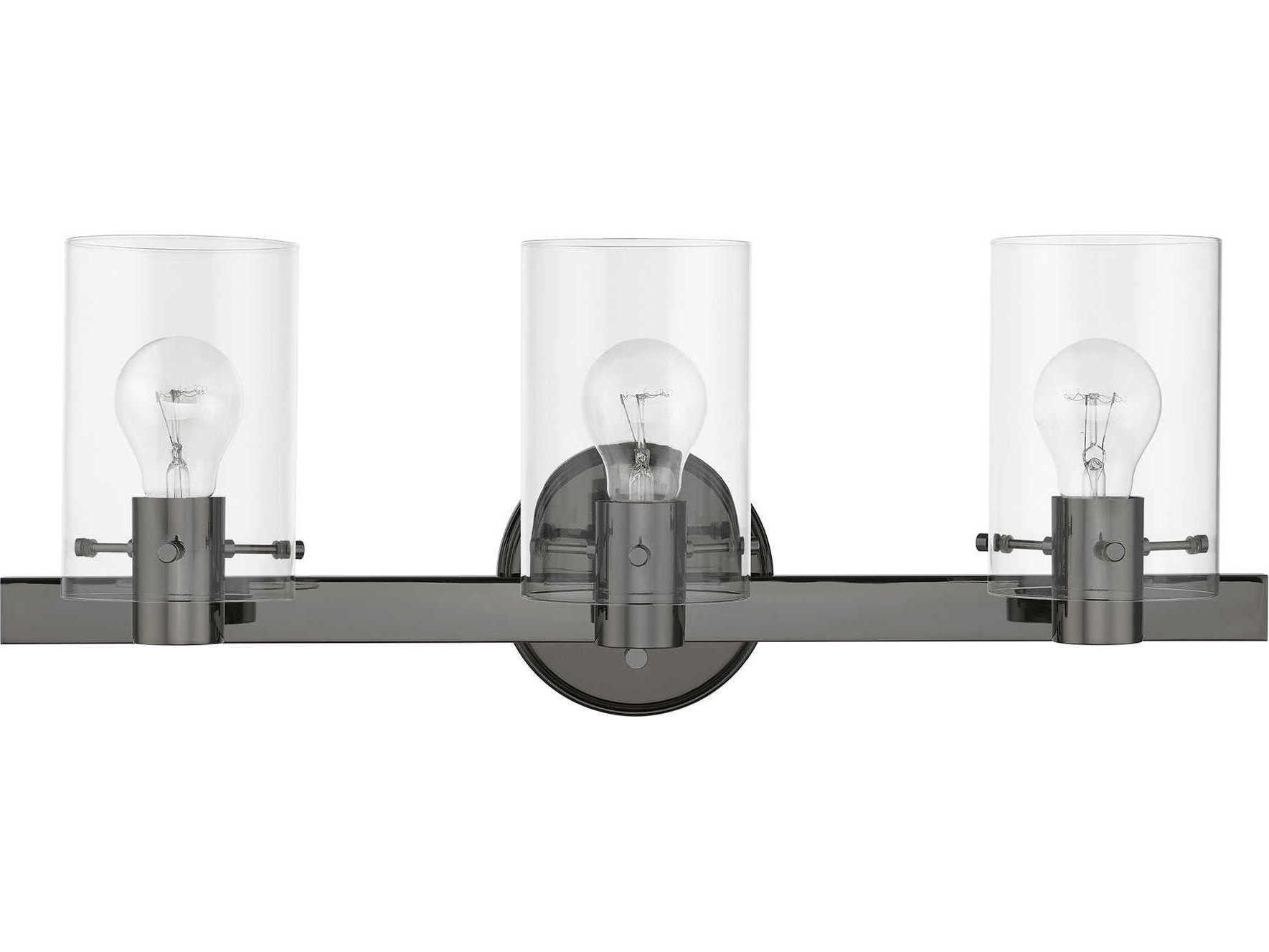 Livex Lighting Munich 3-Light Black Chrome Glass Vanity Light