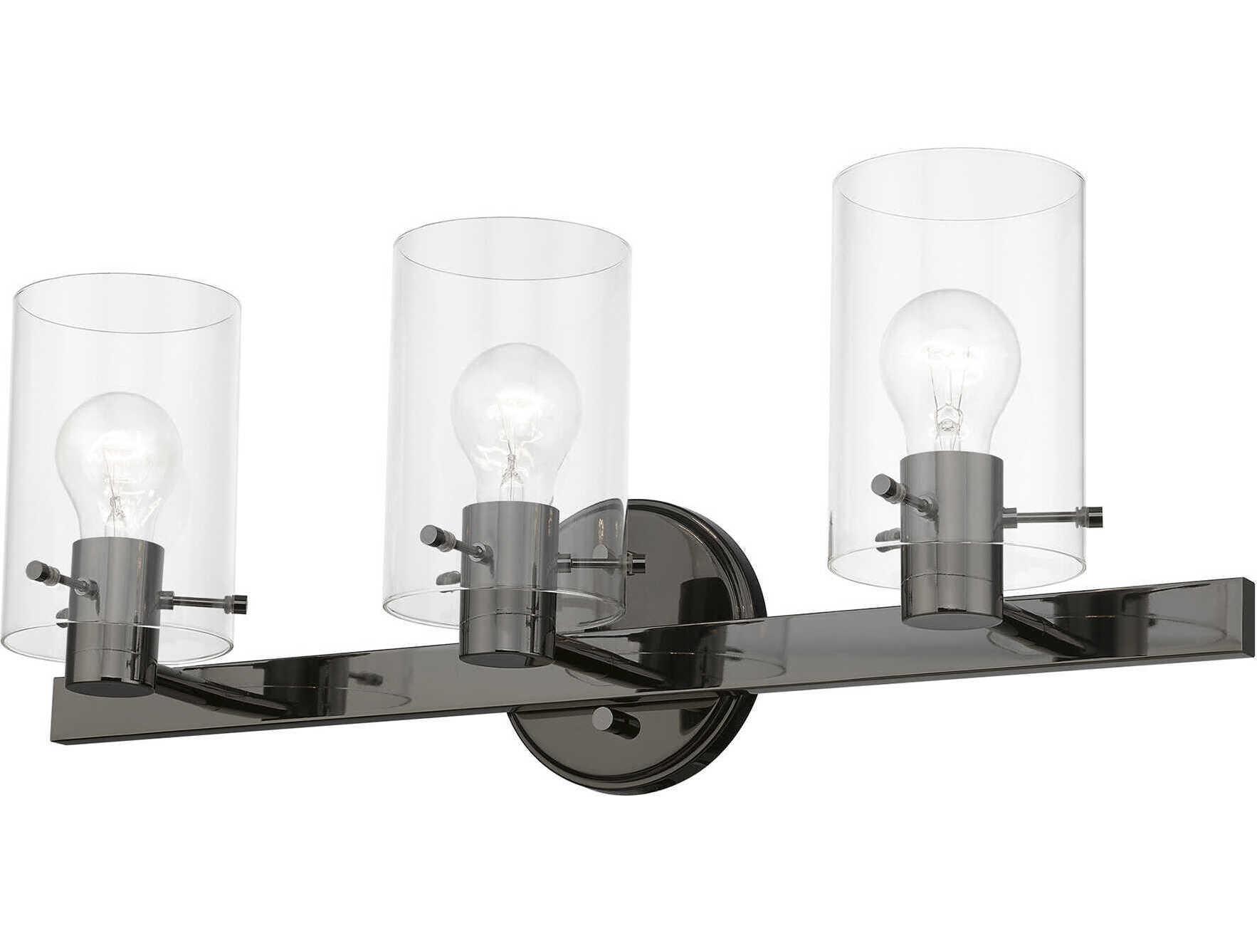 Livex Lighting Munich 3-Light Black Chrome Glass Vanity Light