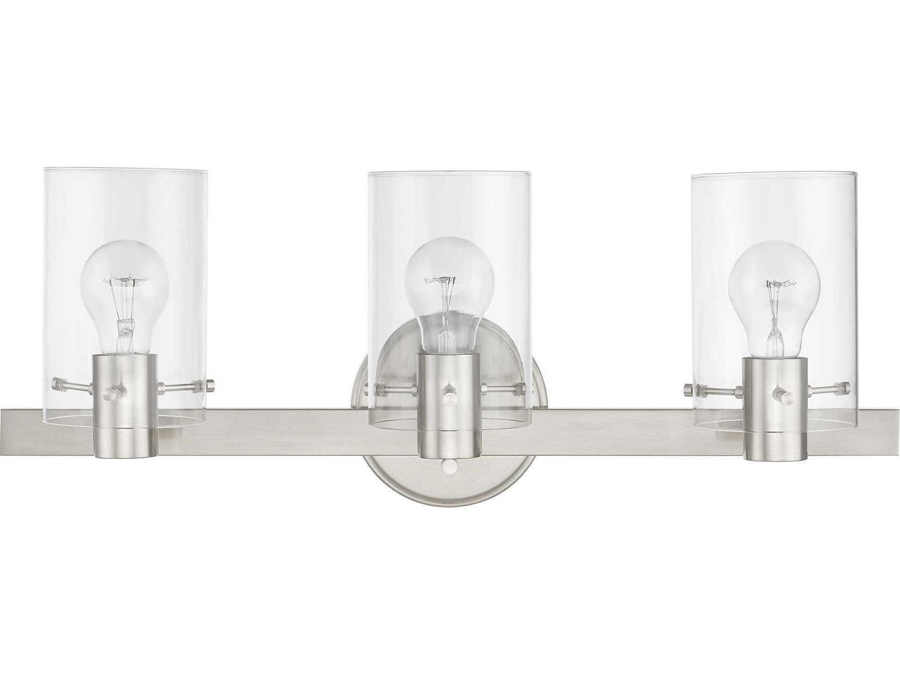 Livex Lighting Munich 3-Light Brushed Nickel Glass Vanity Light