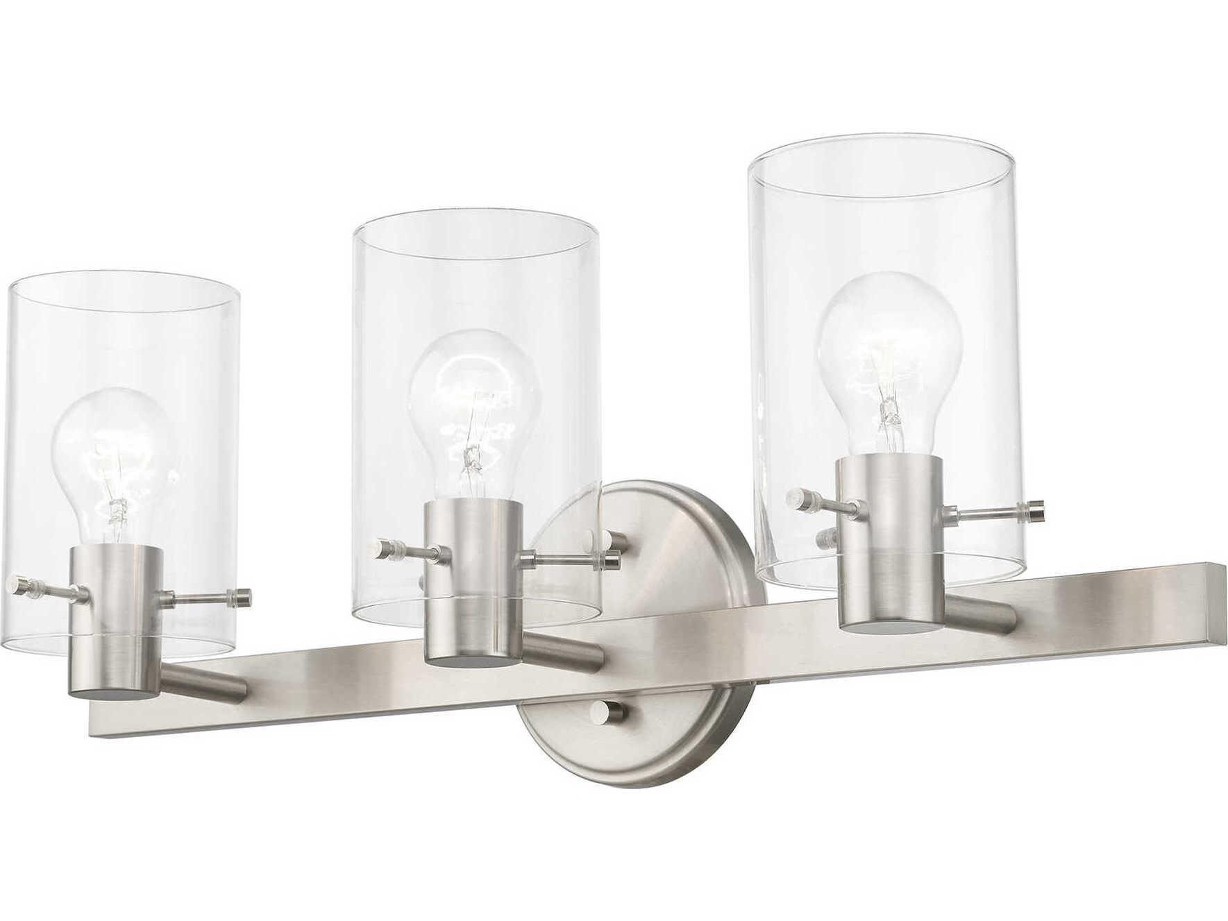 Livex Lighting Munich 3-Light Brushed Nickel Glass Vanity Light