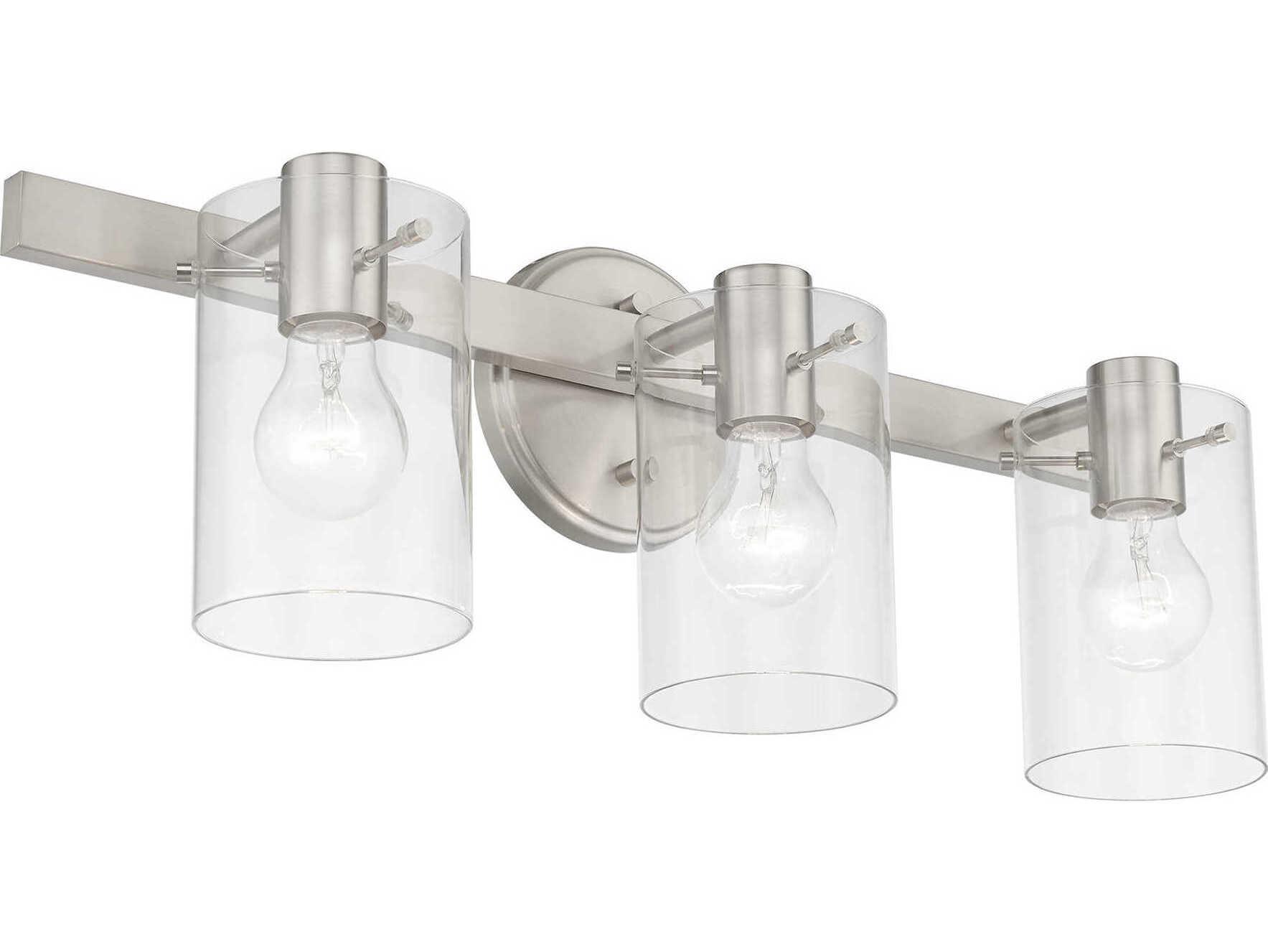 Livex Lighting Munich 3-Light Brushed Nickel Glass Vanity Light
