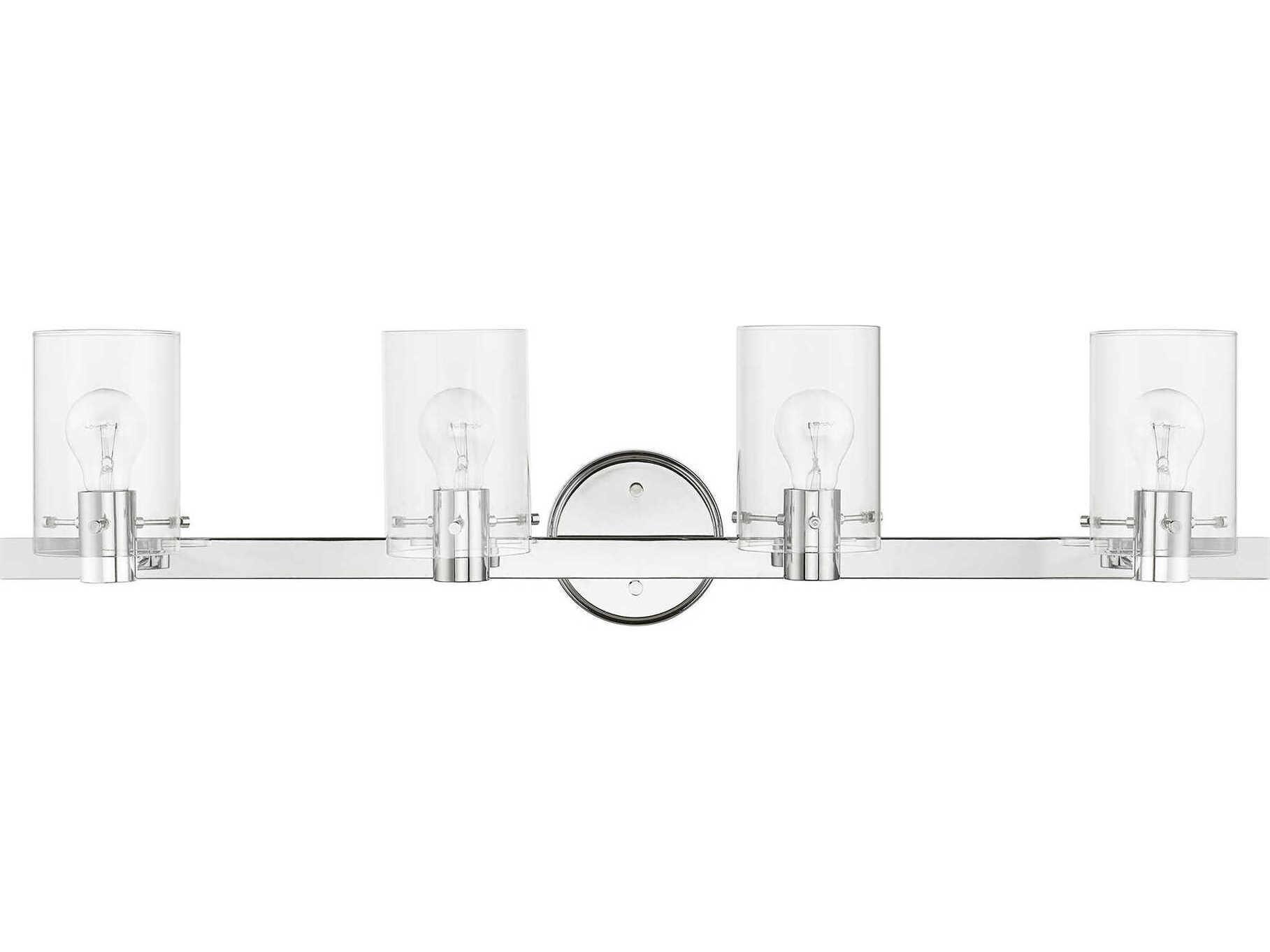 Livex Lighting Munich 4-Light Polished Chrome Glass Vanity Light