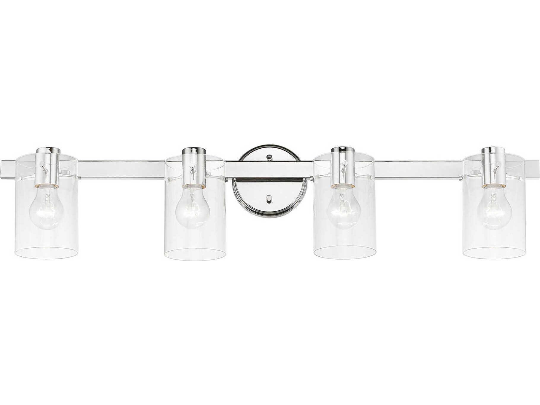 Livex Lighting Munich 4-Light Polished Chrome Glass Vanity Light