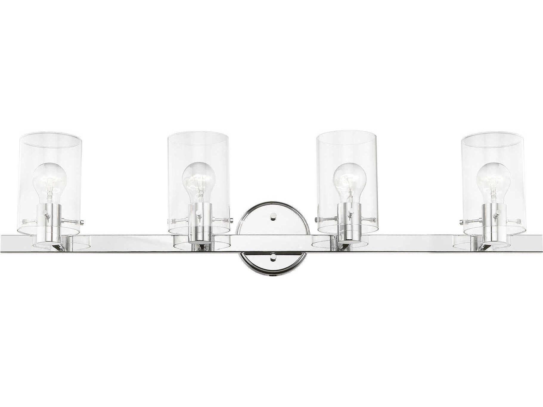 Livex Lighting Munich 4-Light Polished Chrome Glass Vanity Light