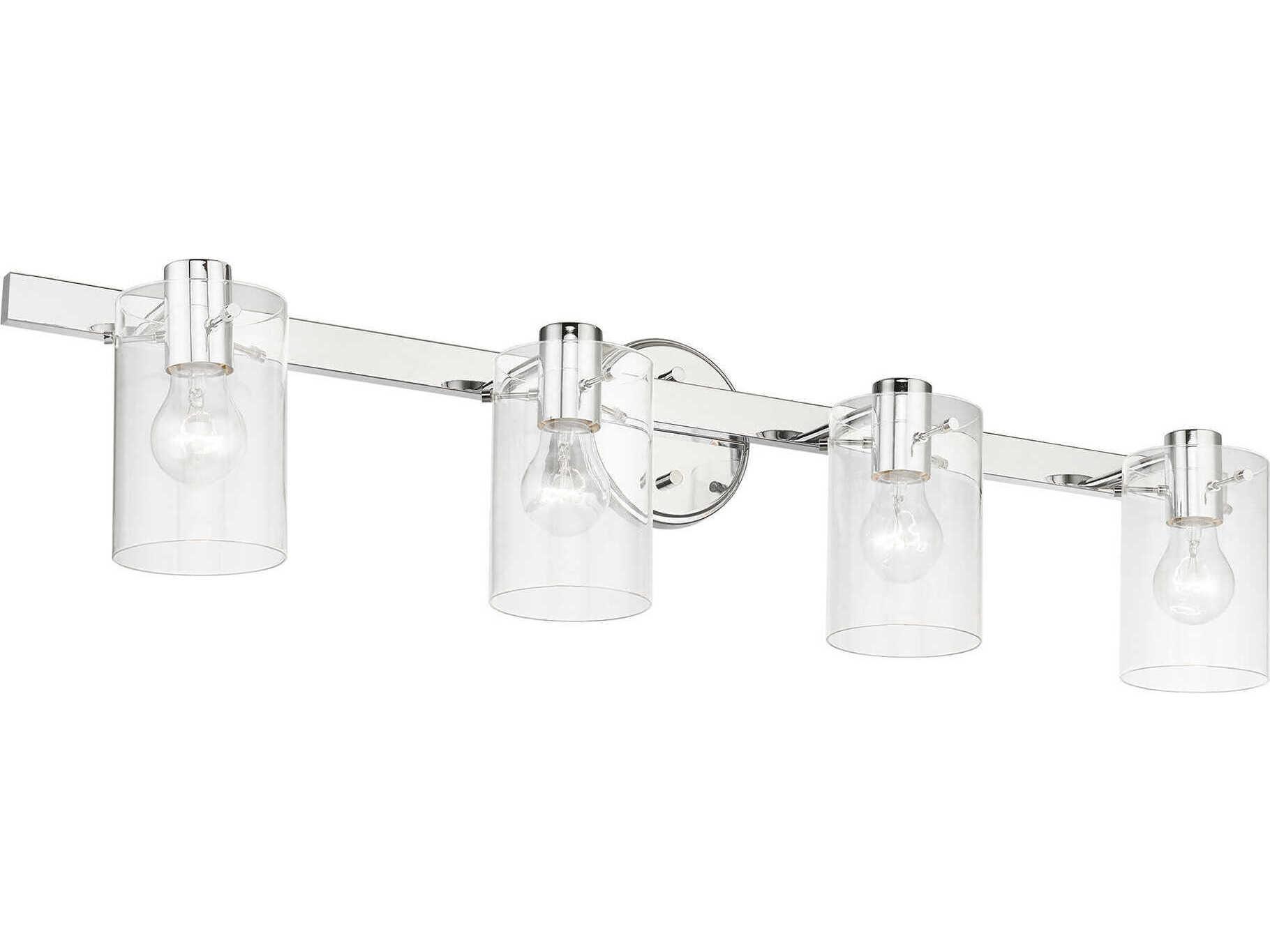 Livex Lighting Munich 4-Light Polished Chrome Glass Vanity Light