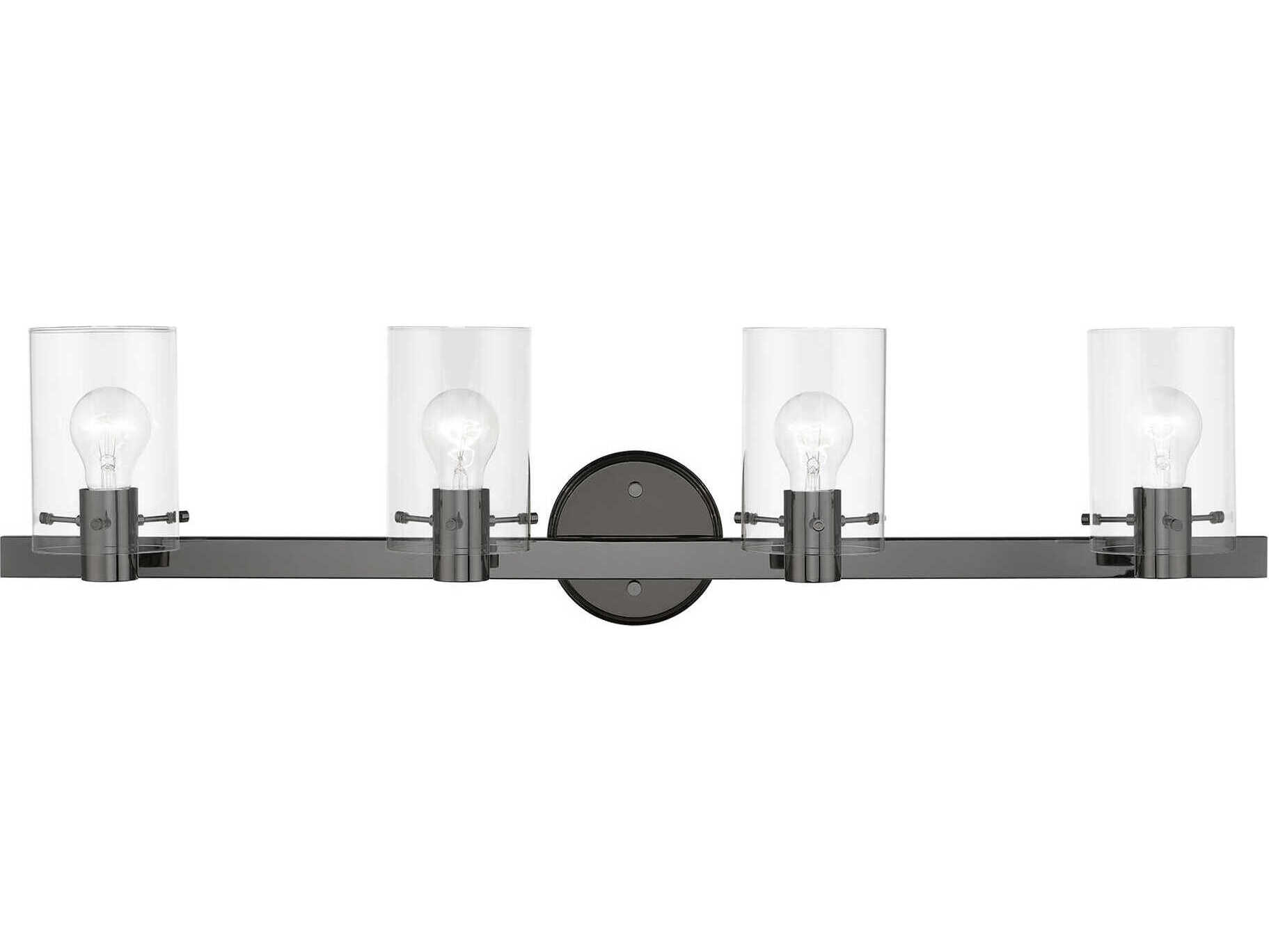 Livex Lighting Munich 4-Light Black Chrome Glass Vanity Light