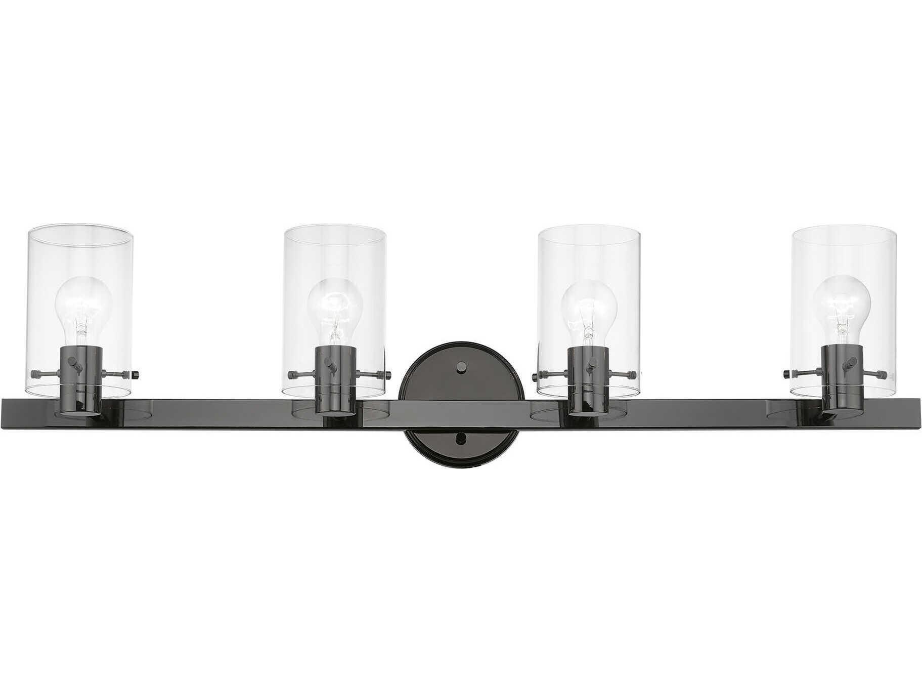 Livex Lighting Munich 4-Light Black Chrome Glass Vanity Light