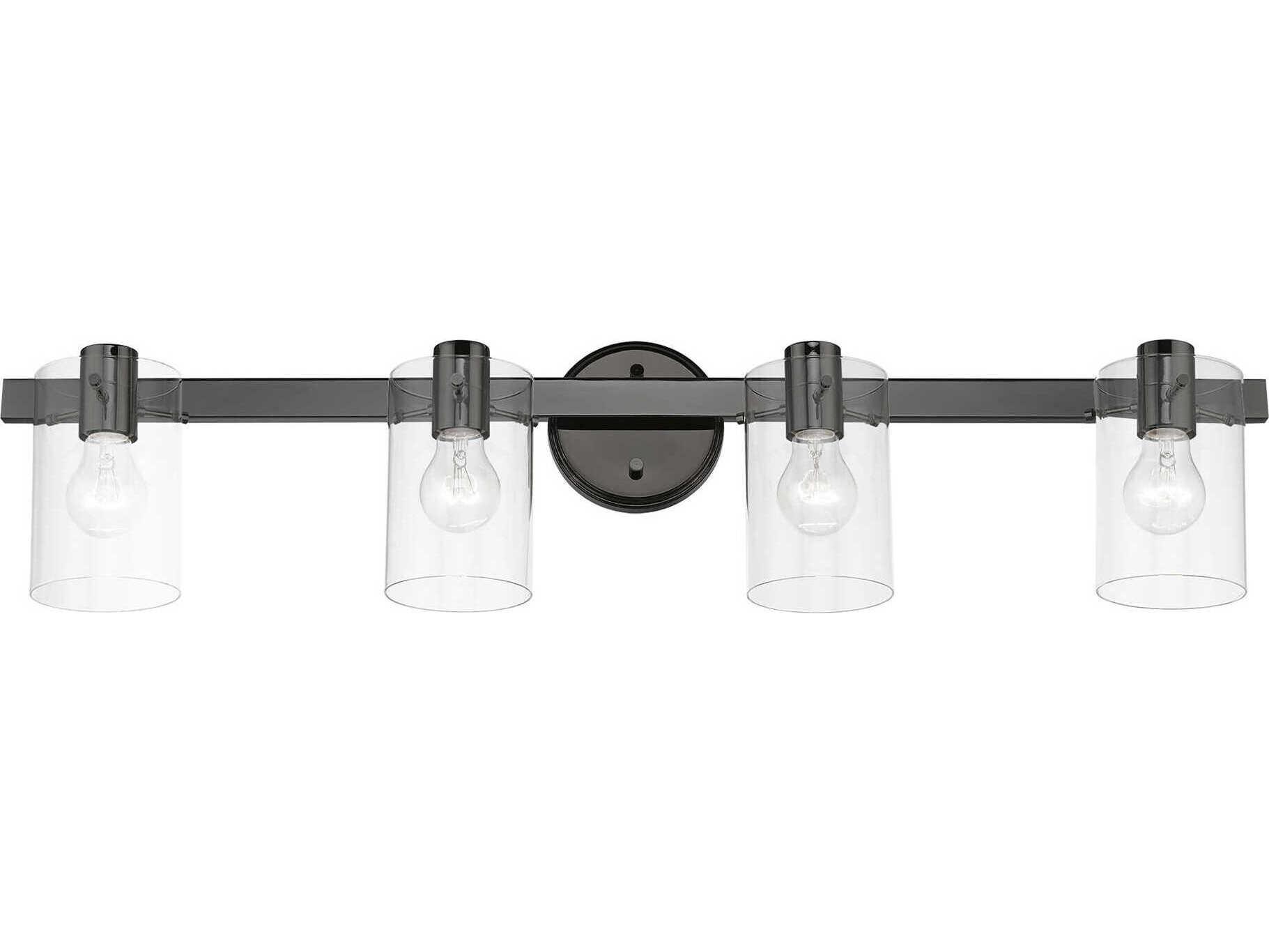 Livex Lighting Munich 4-Light Black Chrome Glass Vanity Light