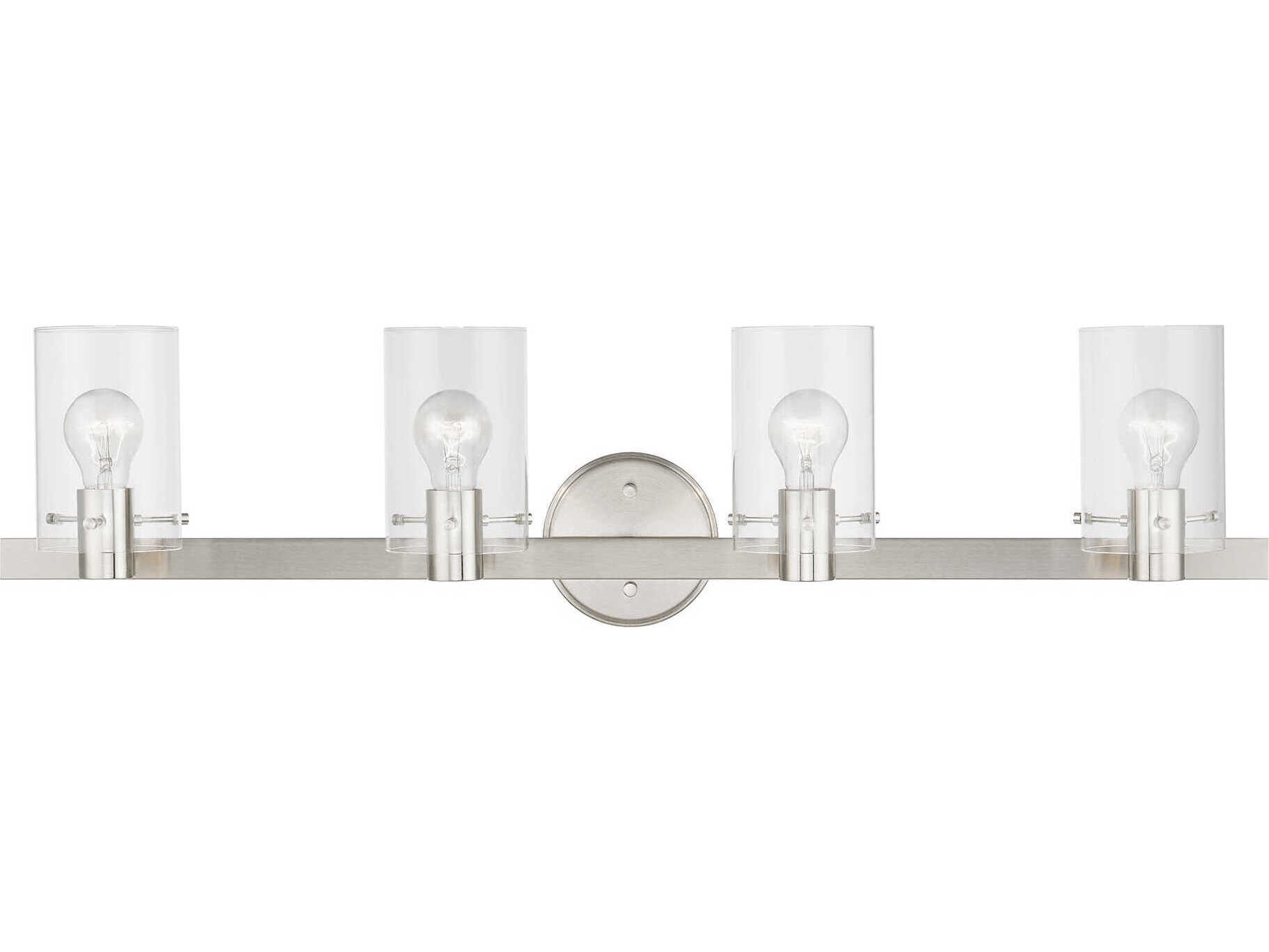 Livex Lighting Munich 4-Light Brushed Nickel Glass Vanity Light
