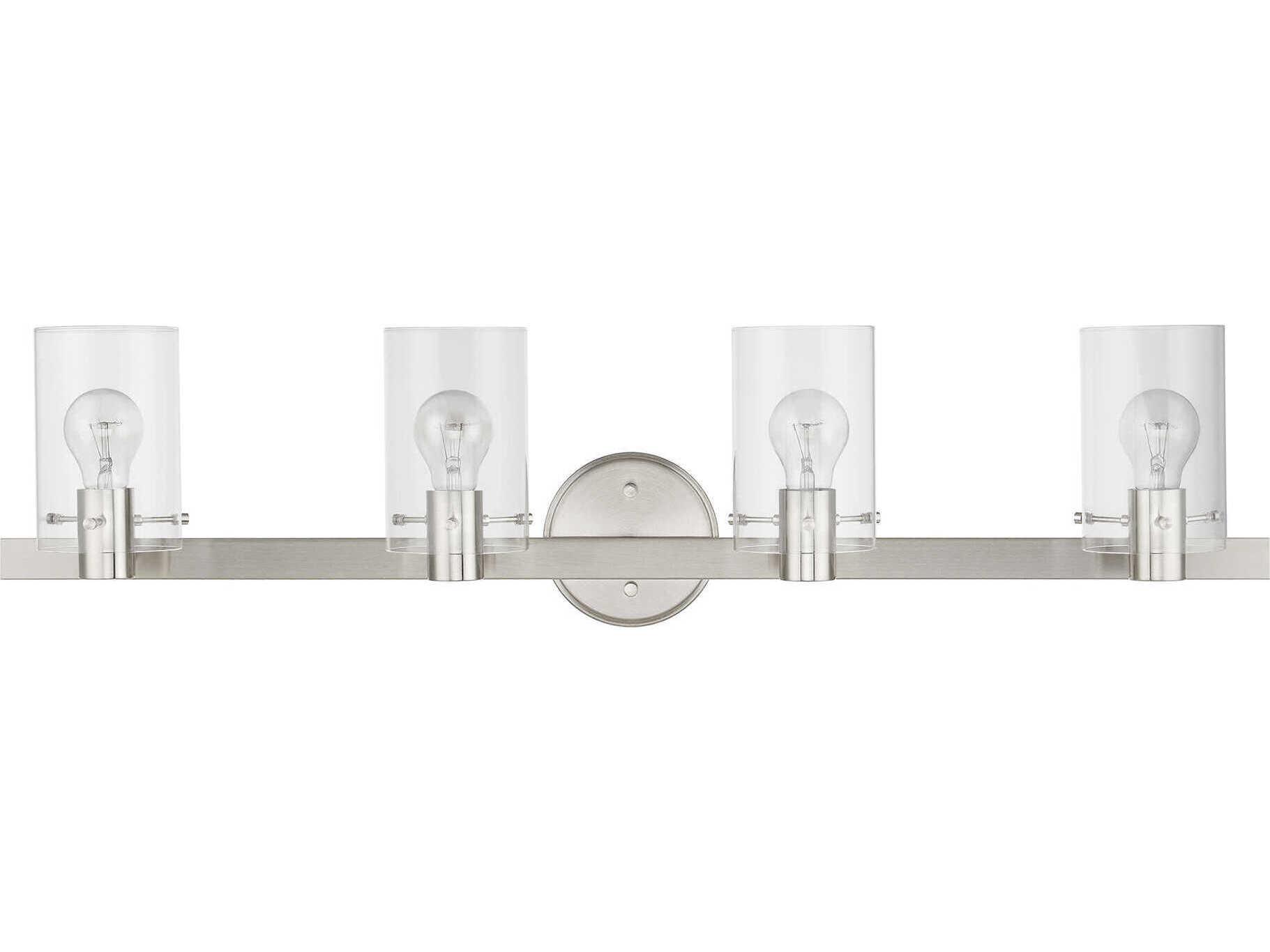 Livex Lighting Munich 4-Light Brushed Nickel Glass Vanity Light