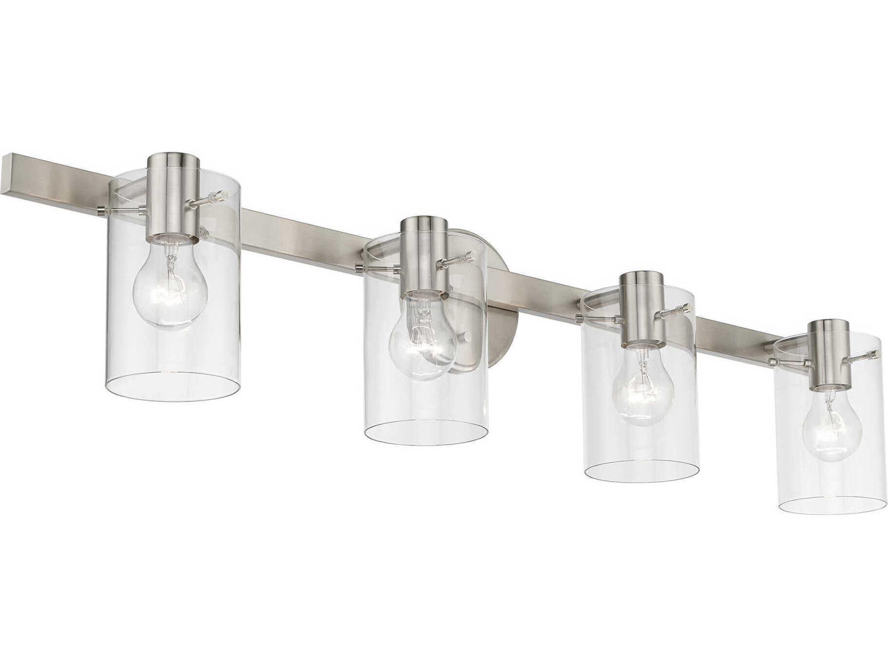 Livex Lighting Munich 4-Light Brushed Nickel Glass Vanity Light