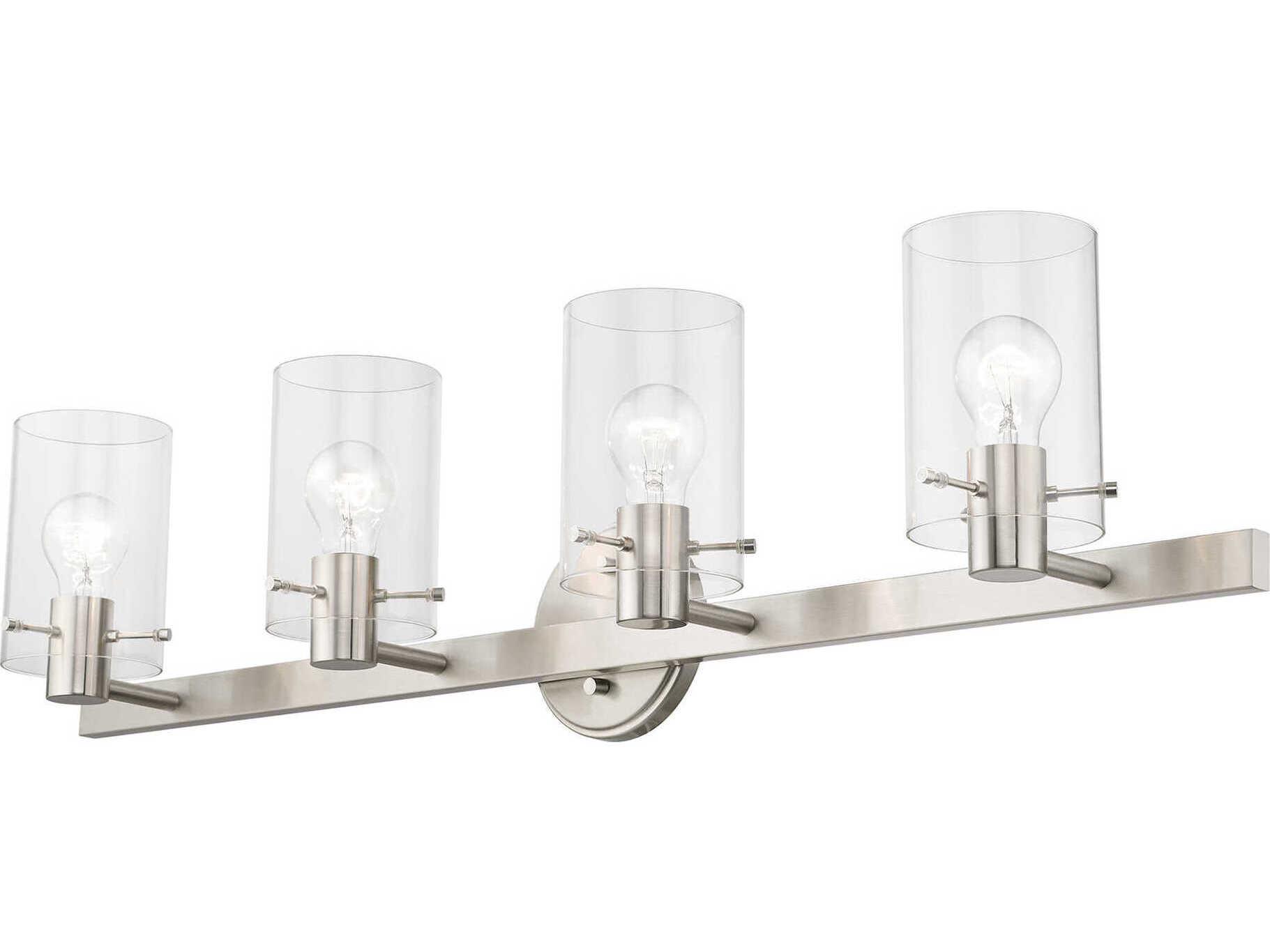 Livex Lighting Munich 4-Light Brushed Nickel Glass Vanity Light