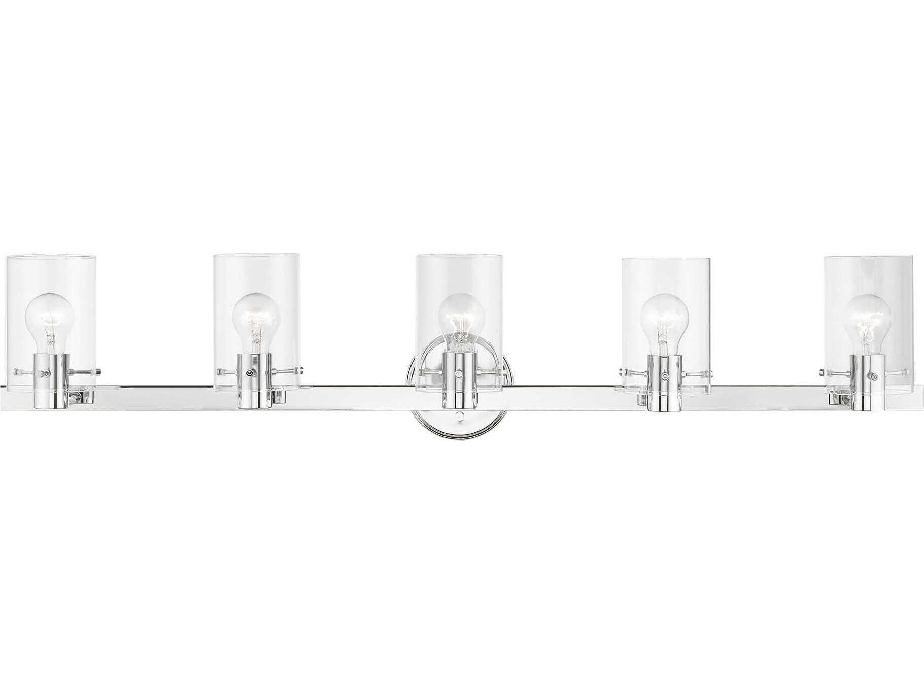 Livex Lighting Munich 5-Light Polished Chrome Glass Vanity Light