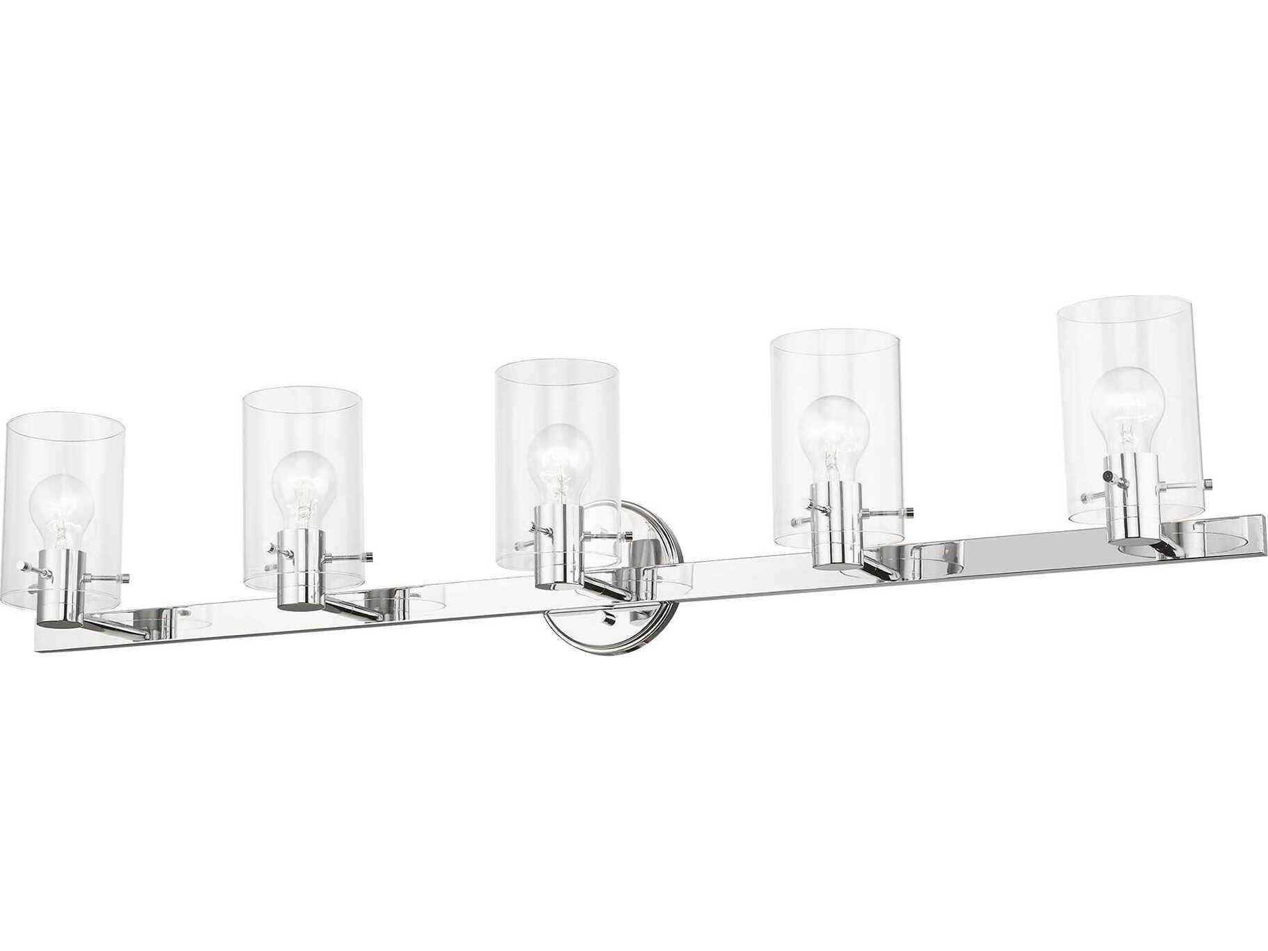 Livex Lighting Munich 5-Light Polished Chrome Glass Vanity Light
