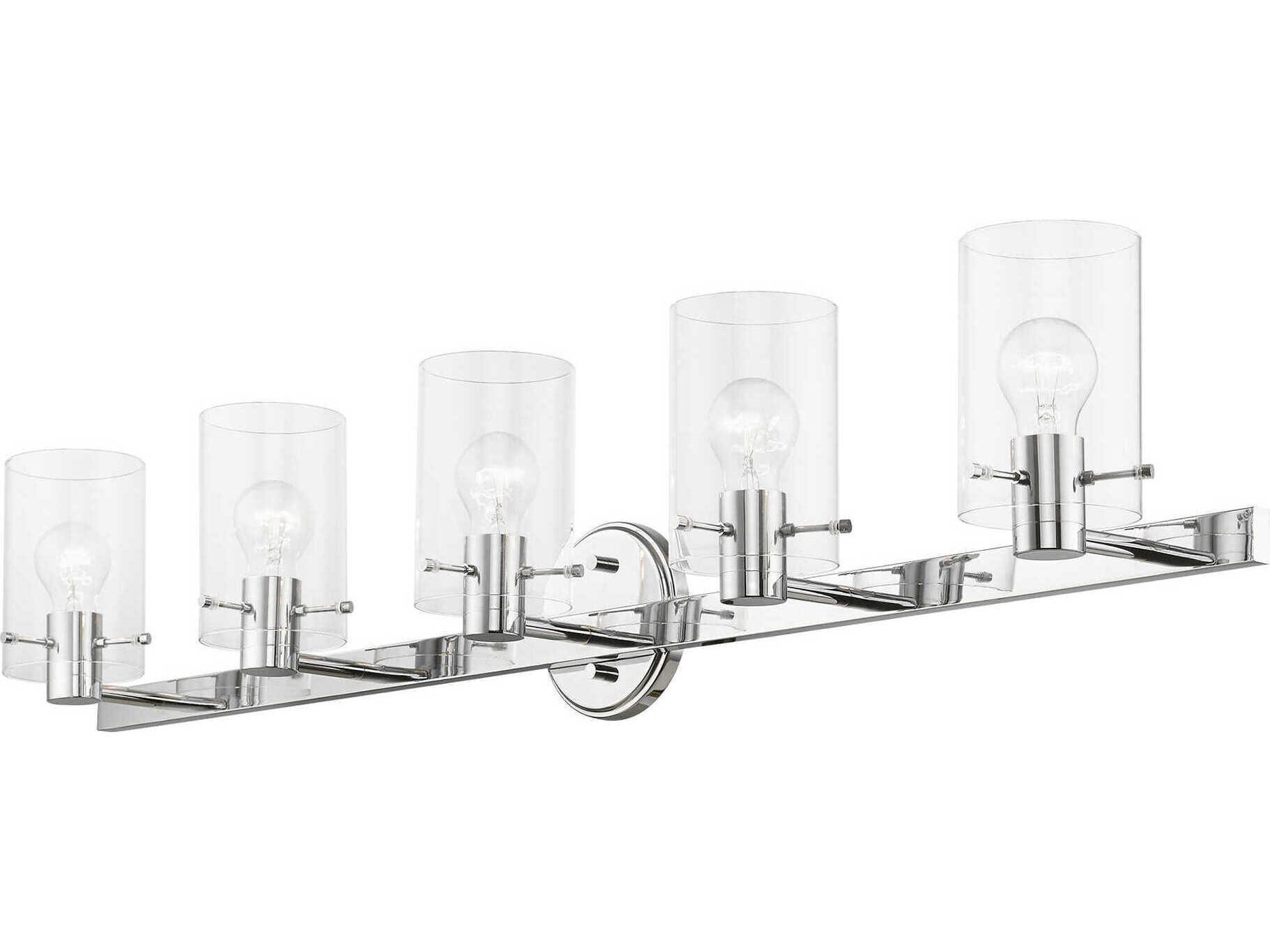 Livex Lighting Munich 5-Light Polished Chrome Glass Vanity Light