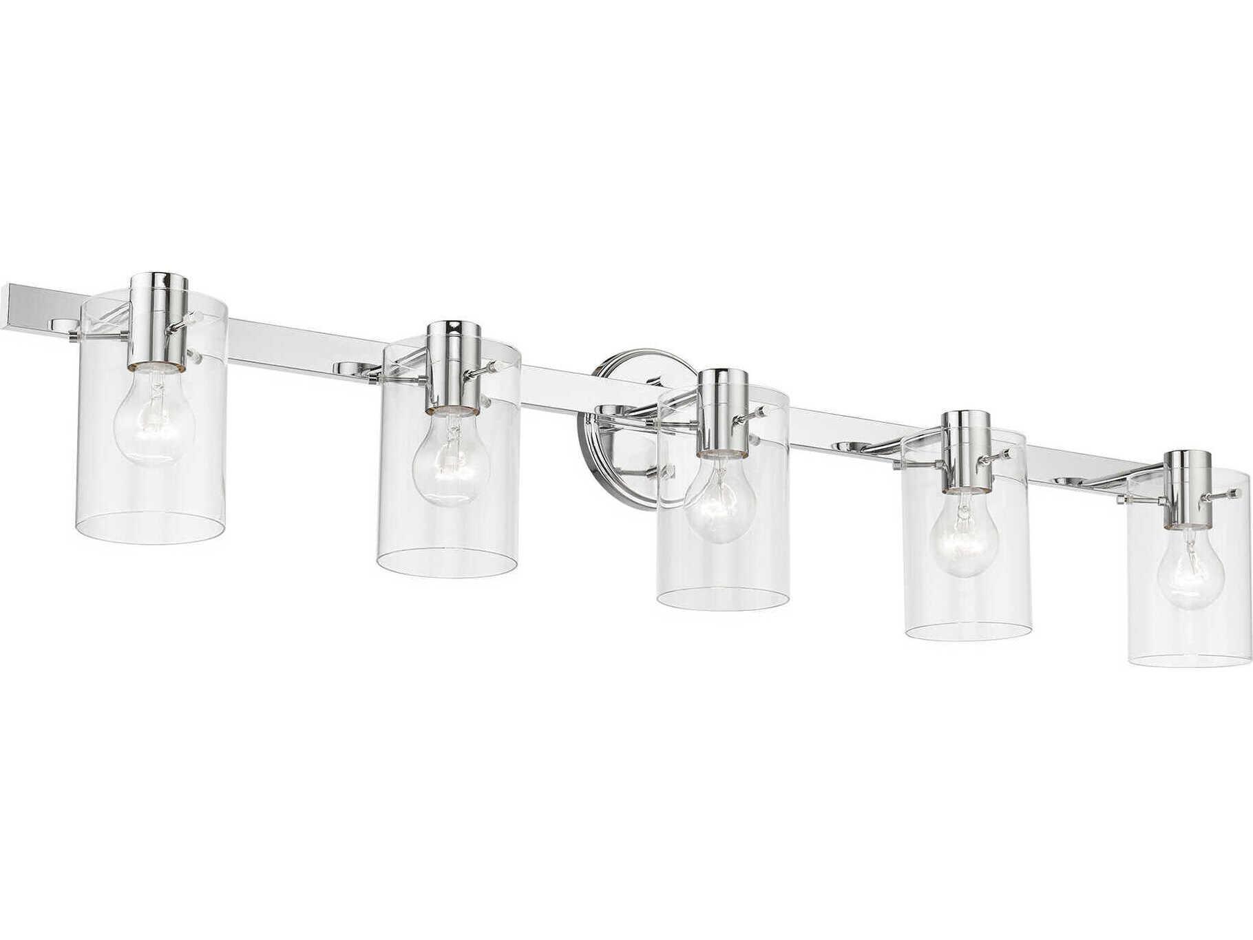 Livex Lighting Munich 5-Light Polished Chrome Glass Vanity Light