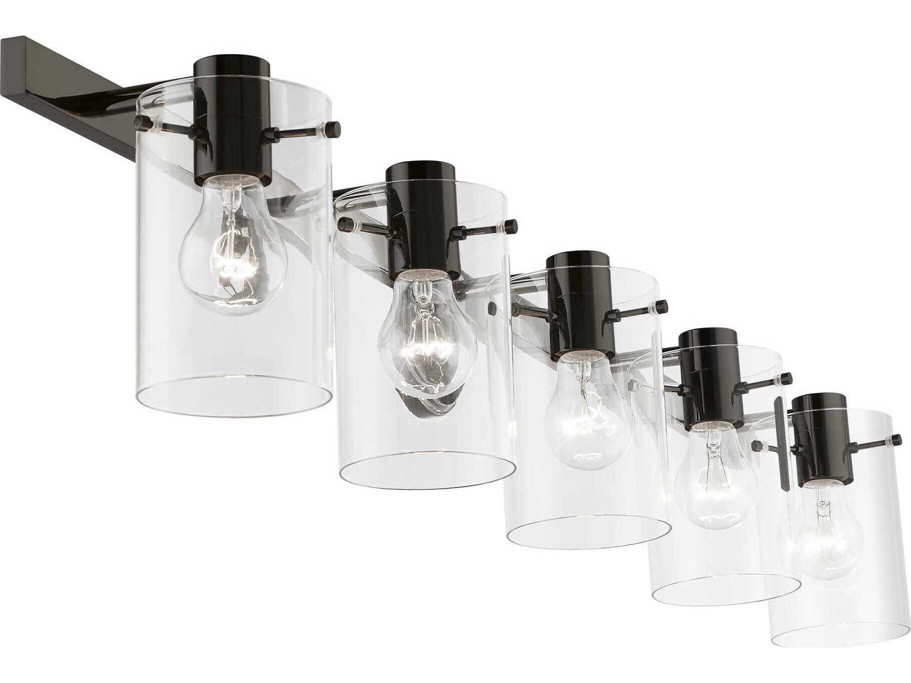 Livex Lighting Munich 5-Light Black Chrome Glass Vanity Light