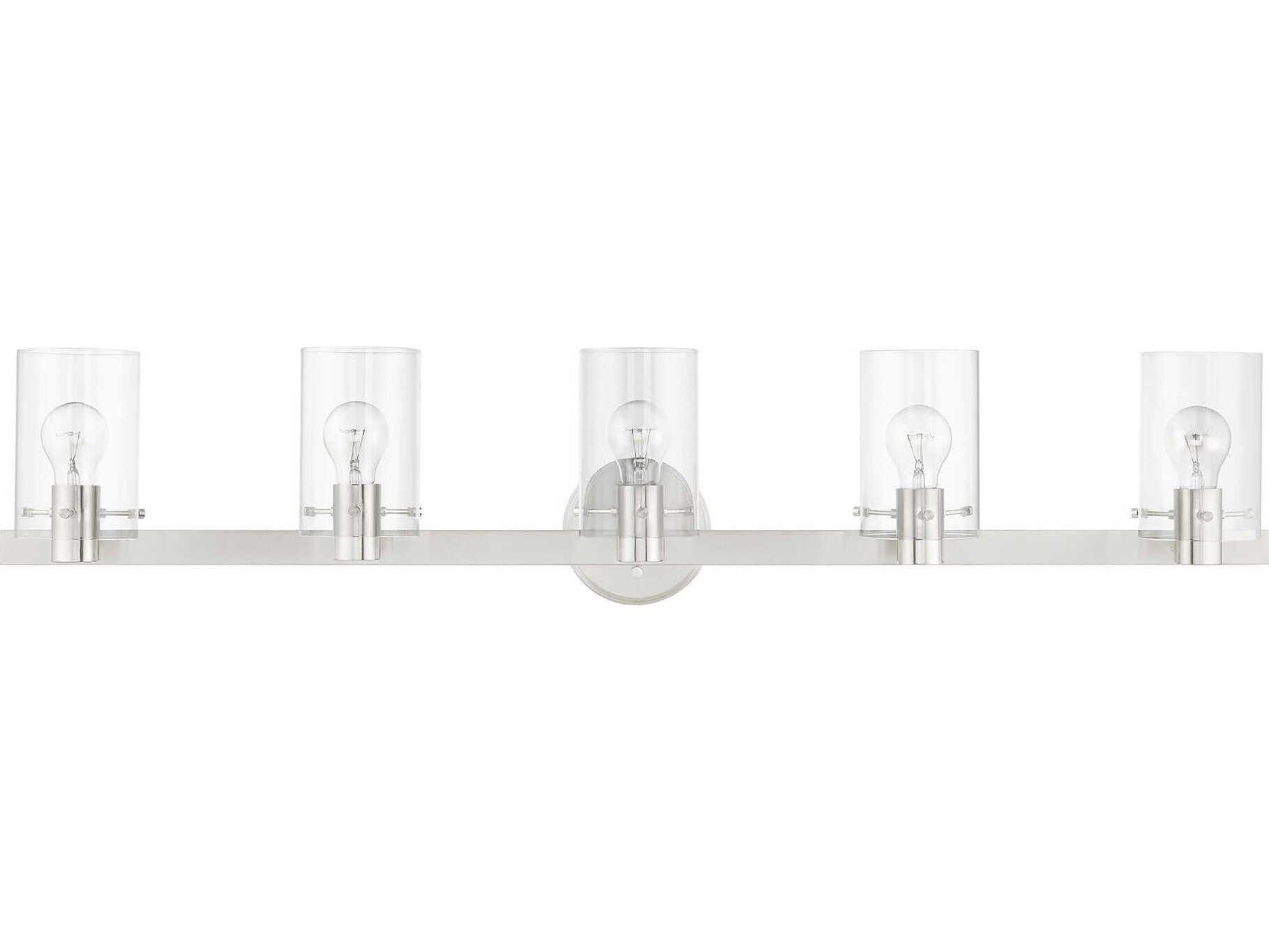 Livex Lighting Munich 5-Light Brushed Nickel Glass Vanity Light