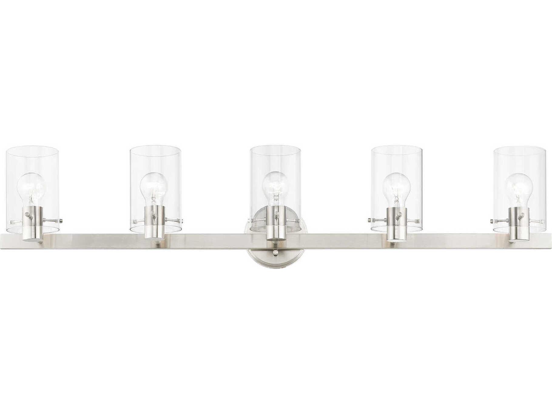 Livex Lighting Munich 5-Light Brushed Nickel Glass Vanity Light