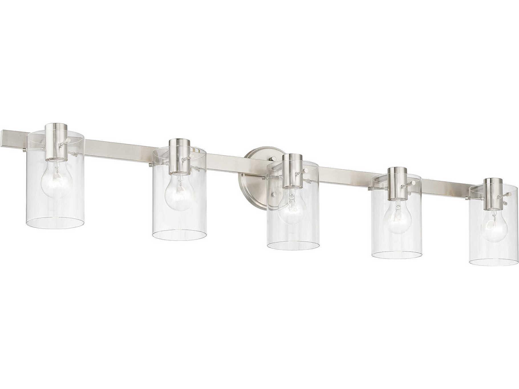 Livex Lighting Munich 5-Light Brushed Nickel Glass Vanity Light