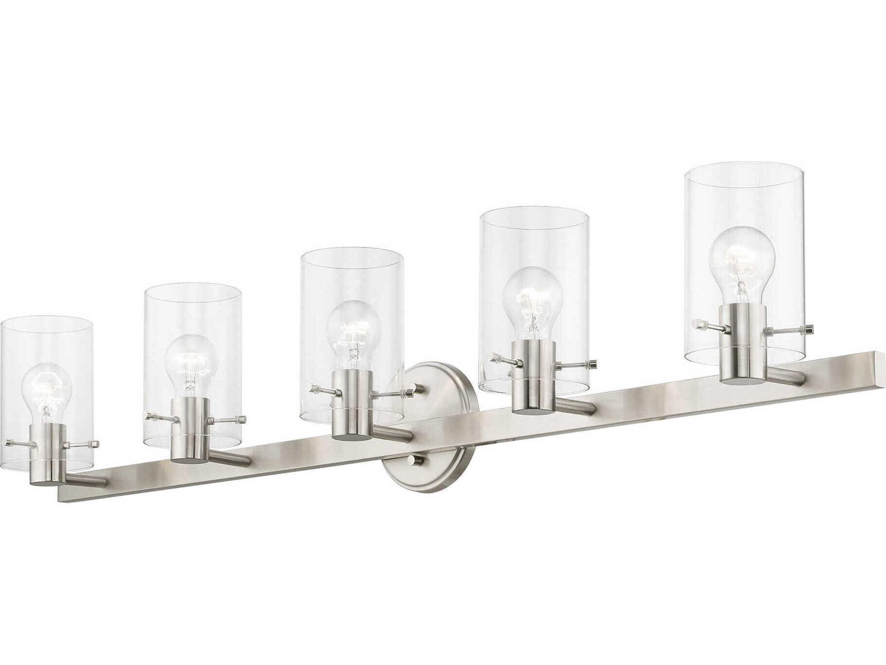 Livex Lighting Munich 5-Light Brushed Nickel Glass Vanity Light