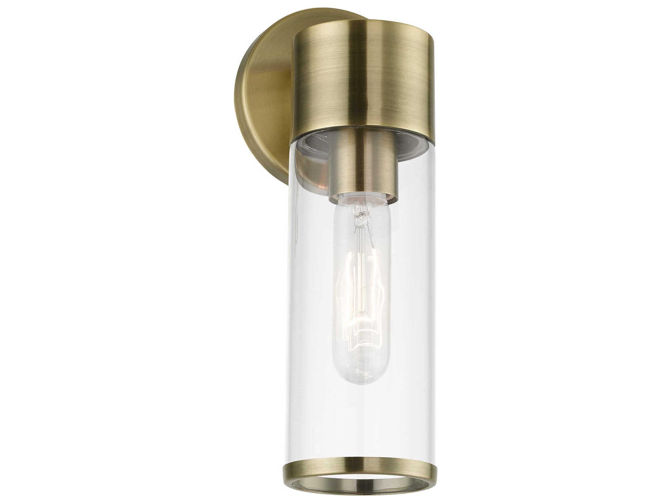 Livex Lighting Banca 1-Light Antique Brass Glass Wall Sconce
